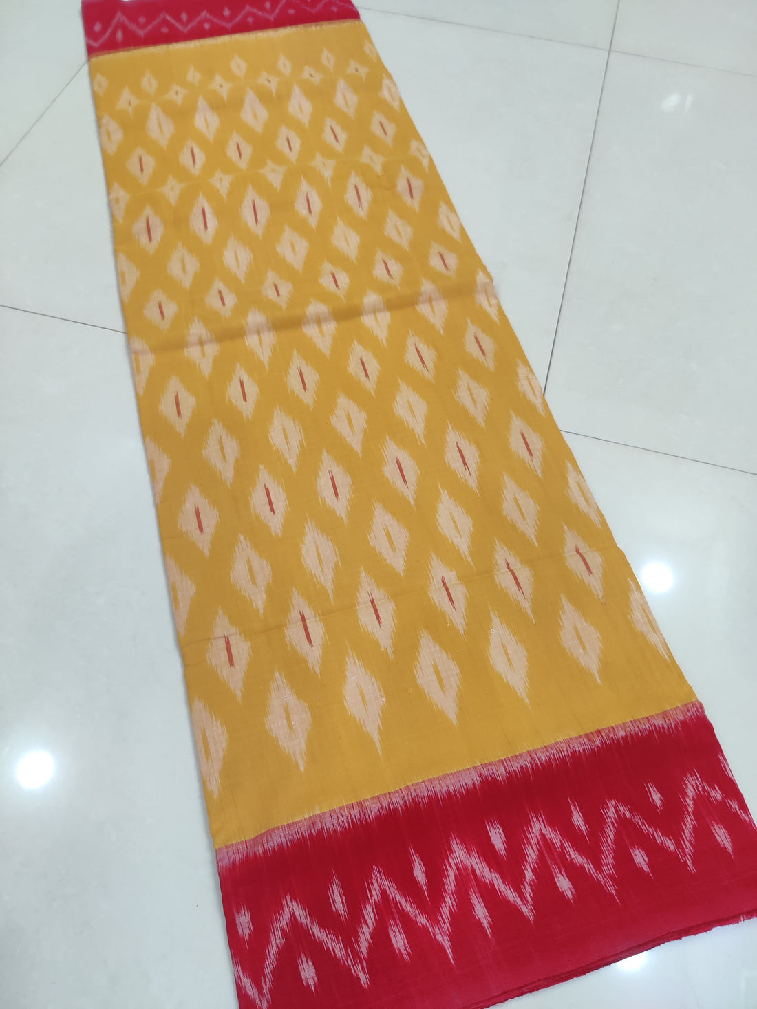 RED- MERCERISED PURE COTTON HANDLOOM POCHAMPALLY IKAT SAREE 77