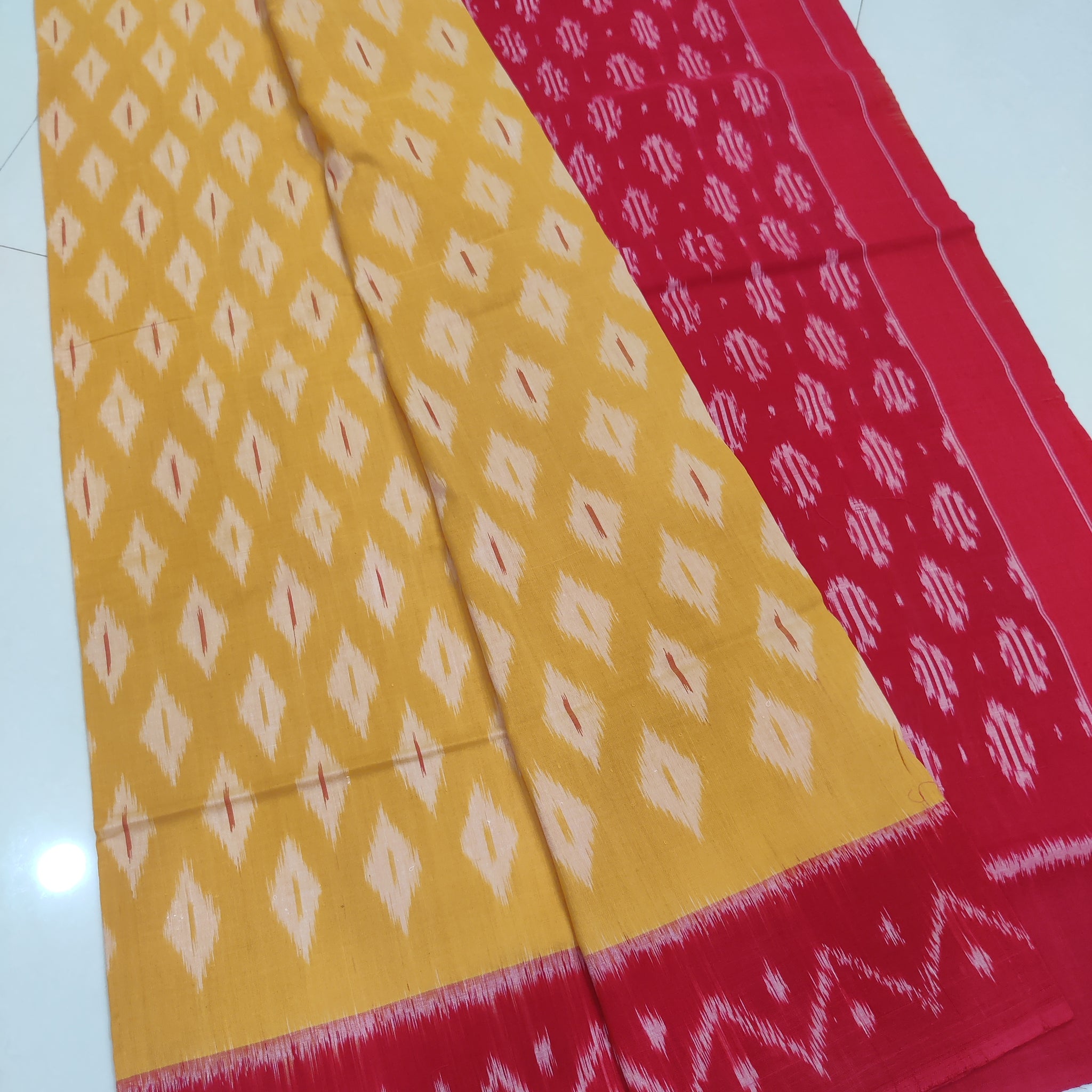 RED- MERCERISED PURE COTTON HANDLOOM POCHAMPALLY IKAT SAREE 77