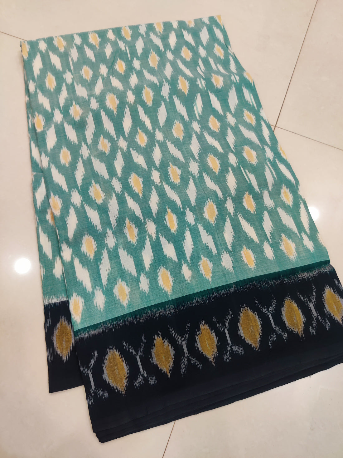 Black - MERCERISED PURE COTTON HANDLOOM POCHAMPALLY IKAT SAREE 17