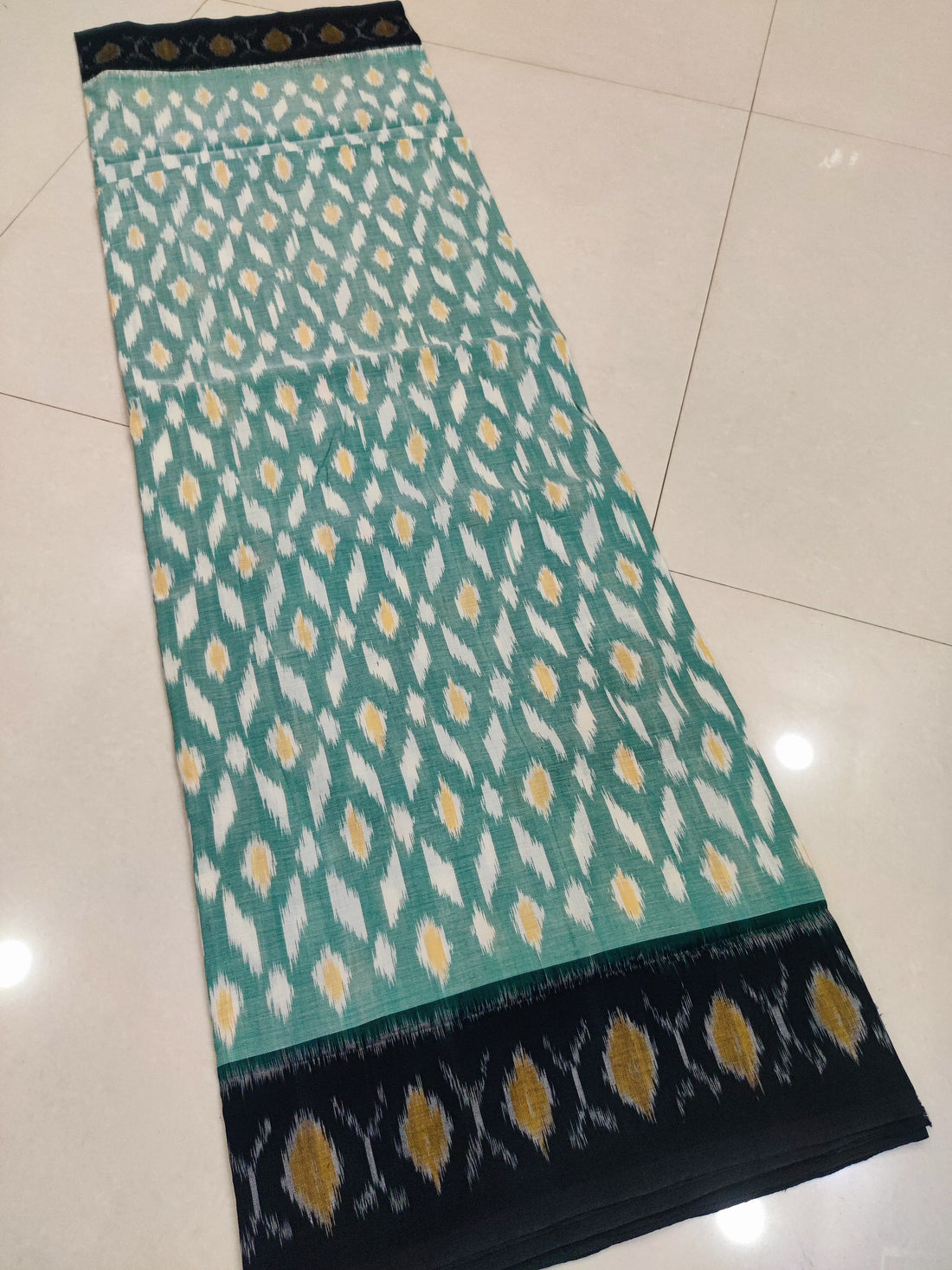 BLACK - MERCERISED PURE COTTON HANDLOOM POCHAMPALLY IKAT SAREE 80