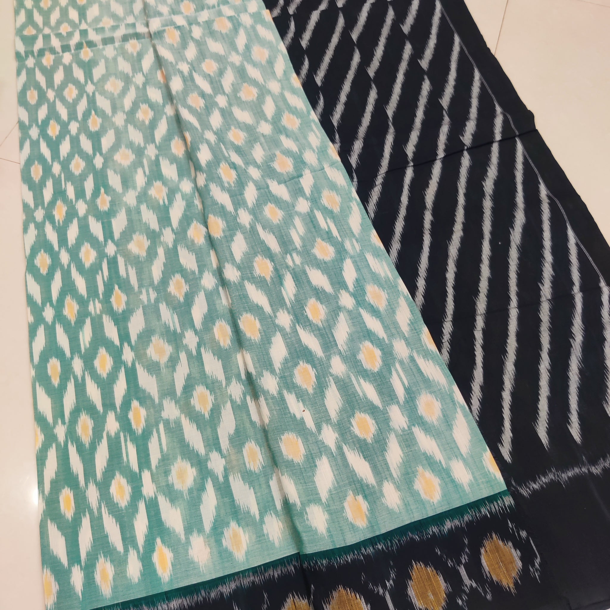 Black - MERCERISED PURE COTTON HANDLOOM POCHAMPALLY IKAT SAREE 17