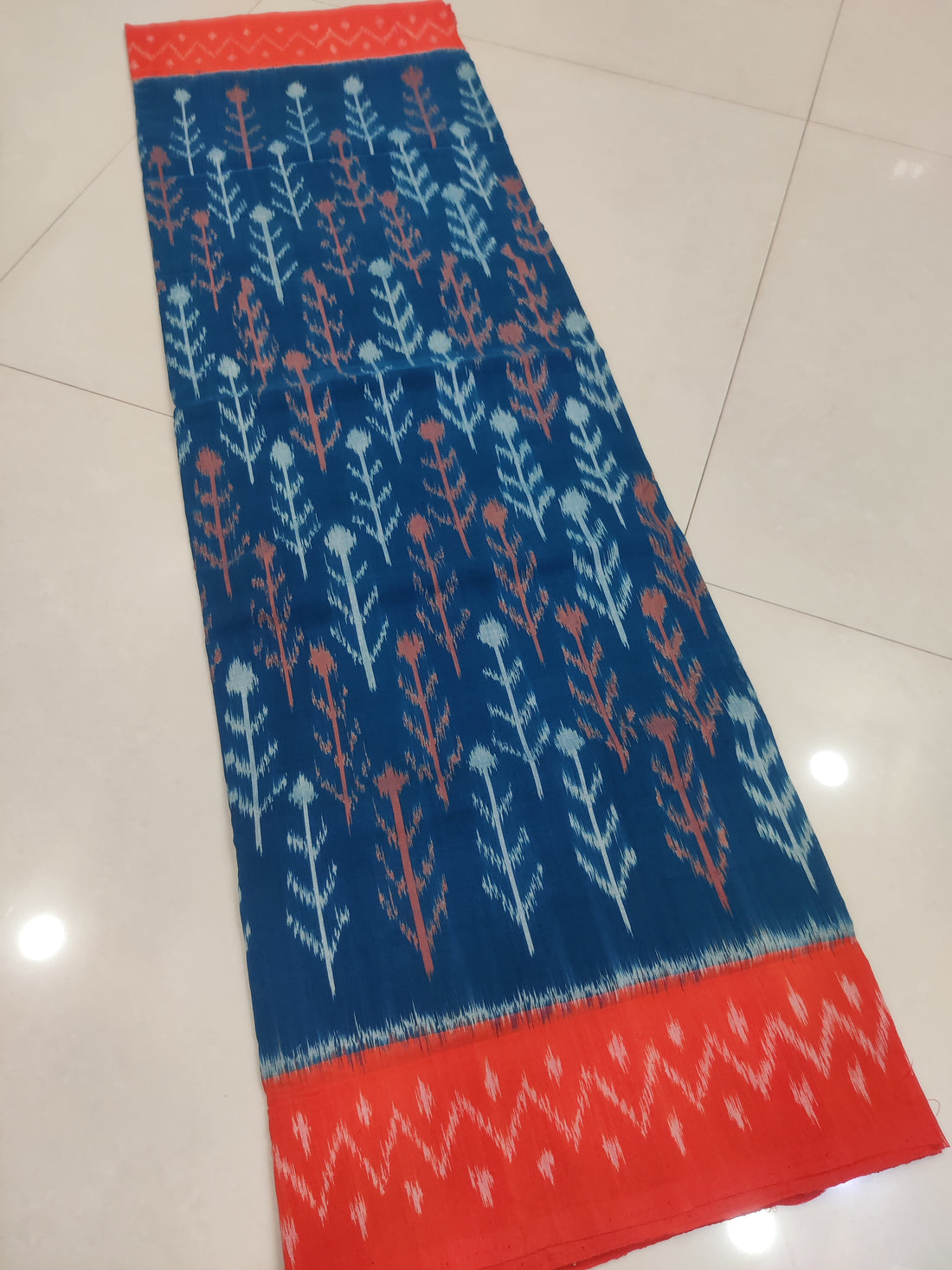 ORANGE - MERCERISED PURE COTTON HANDLOOM POCHAMPALLY IKAT SAREE 82