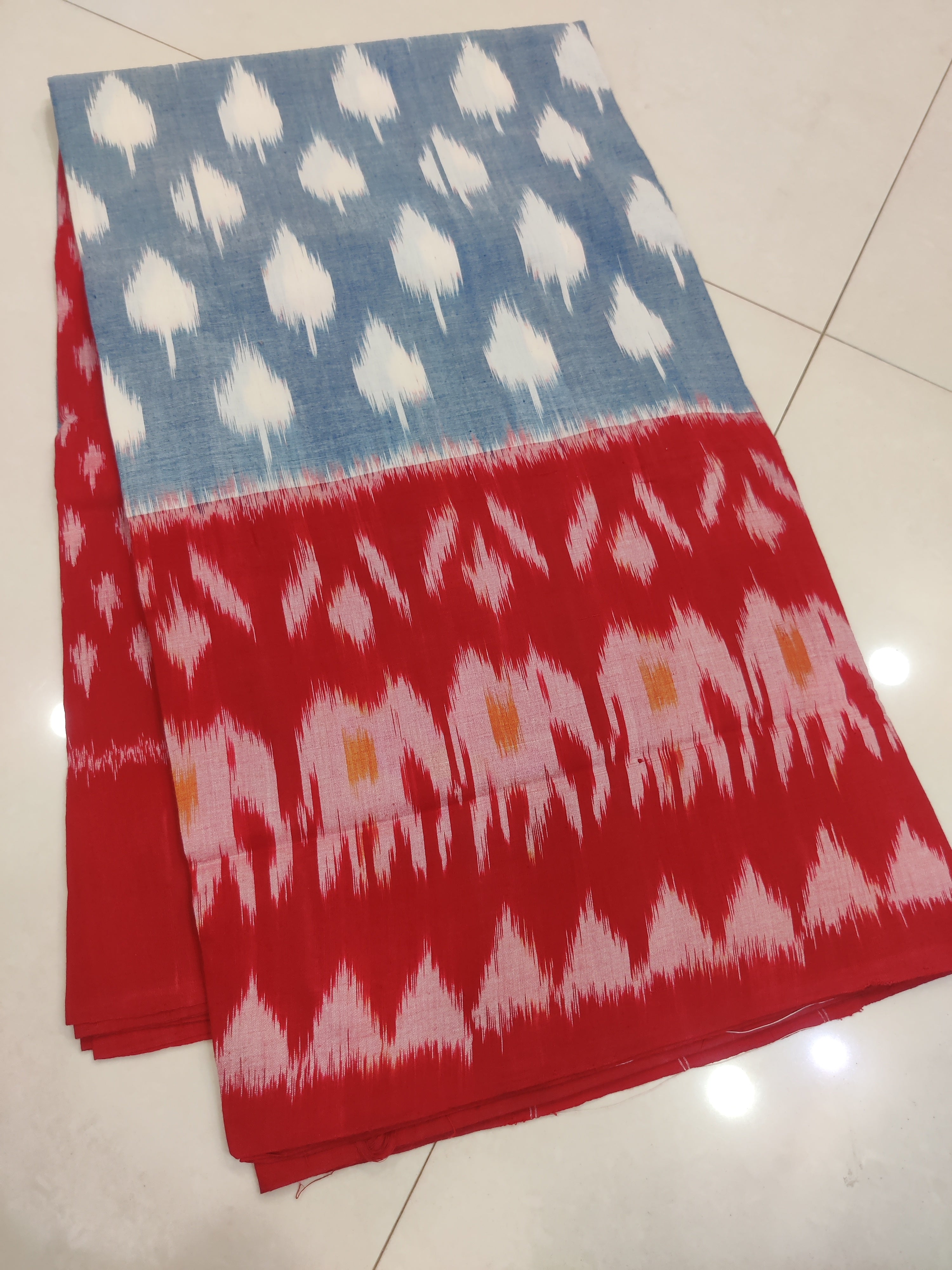 RED- MERCERISED PURE COTTON HANDLOOM POCHAMPALLY IKAT SAREE 83