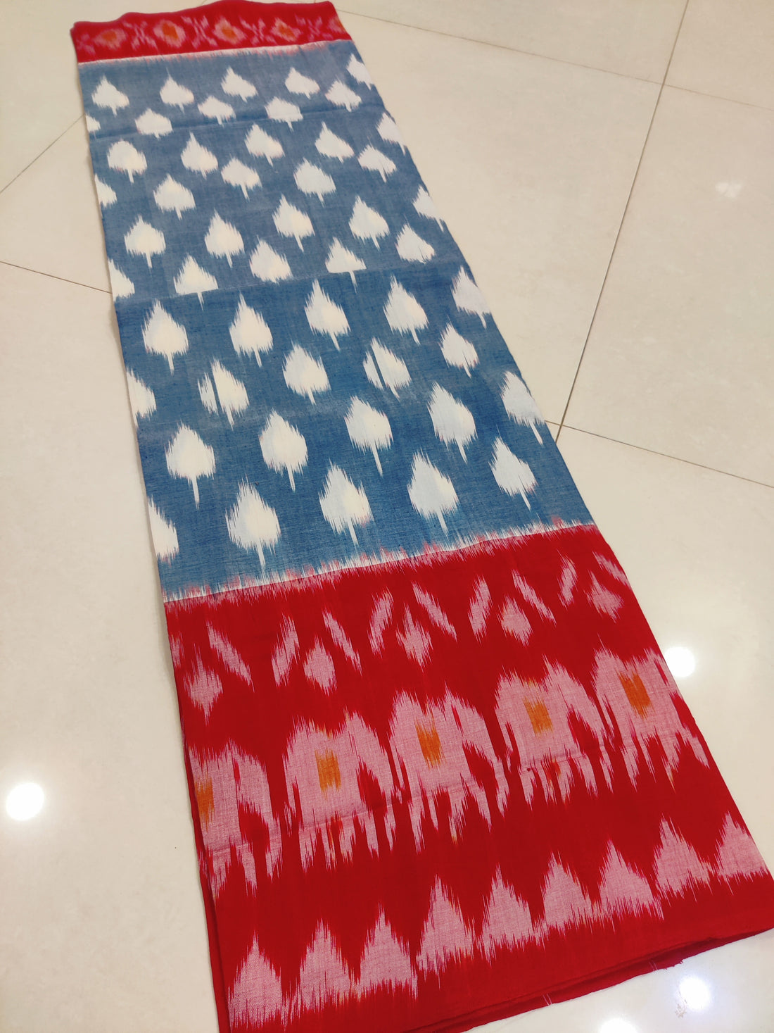 RED- MERCERISED PURE COTTON HANDLOOM POCHAMPALLY IKAT SAREE 83