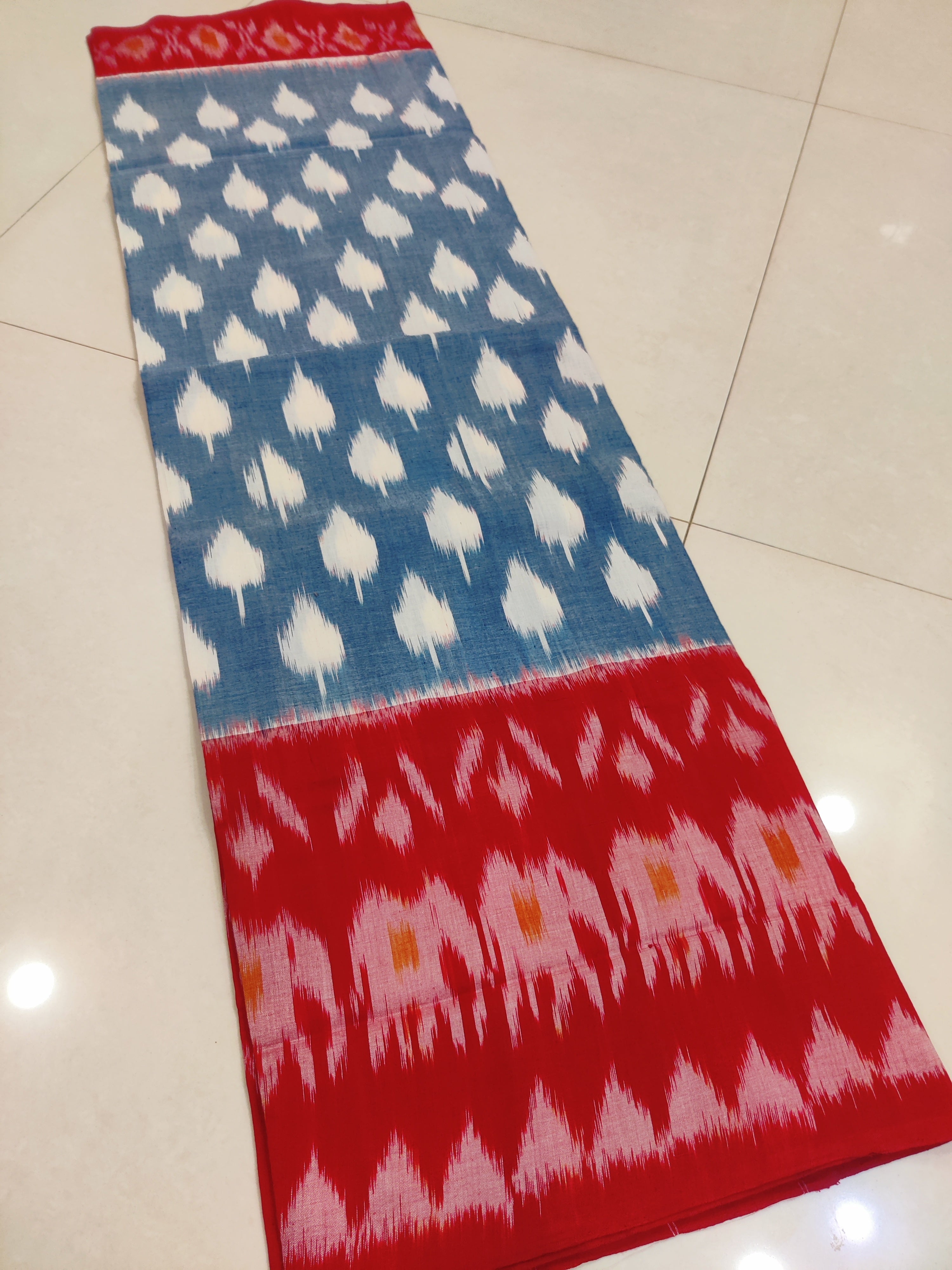 RED- MERCERISED PURE COTTON HANDLOOM POCHAMPALLY IKAT SAREE 83