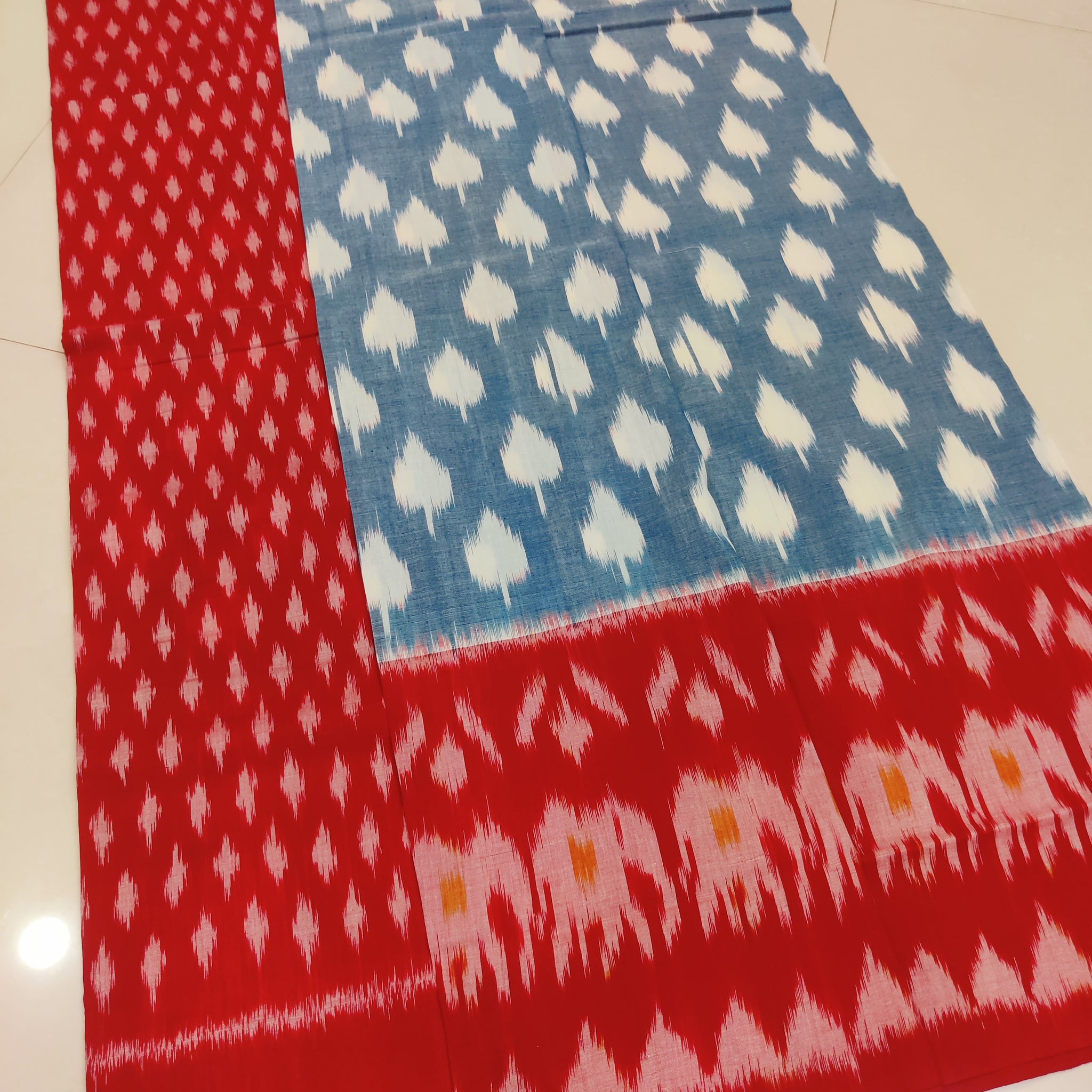 RED- MERCERISED PURE COTTON HANDLOOM POCHAMPALLY IKAT SAREE 83