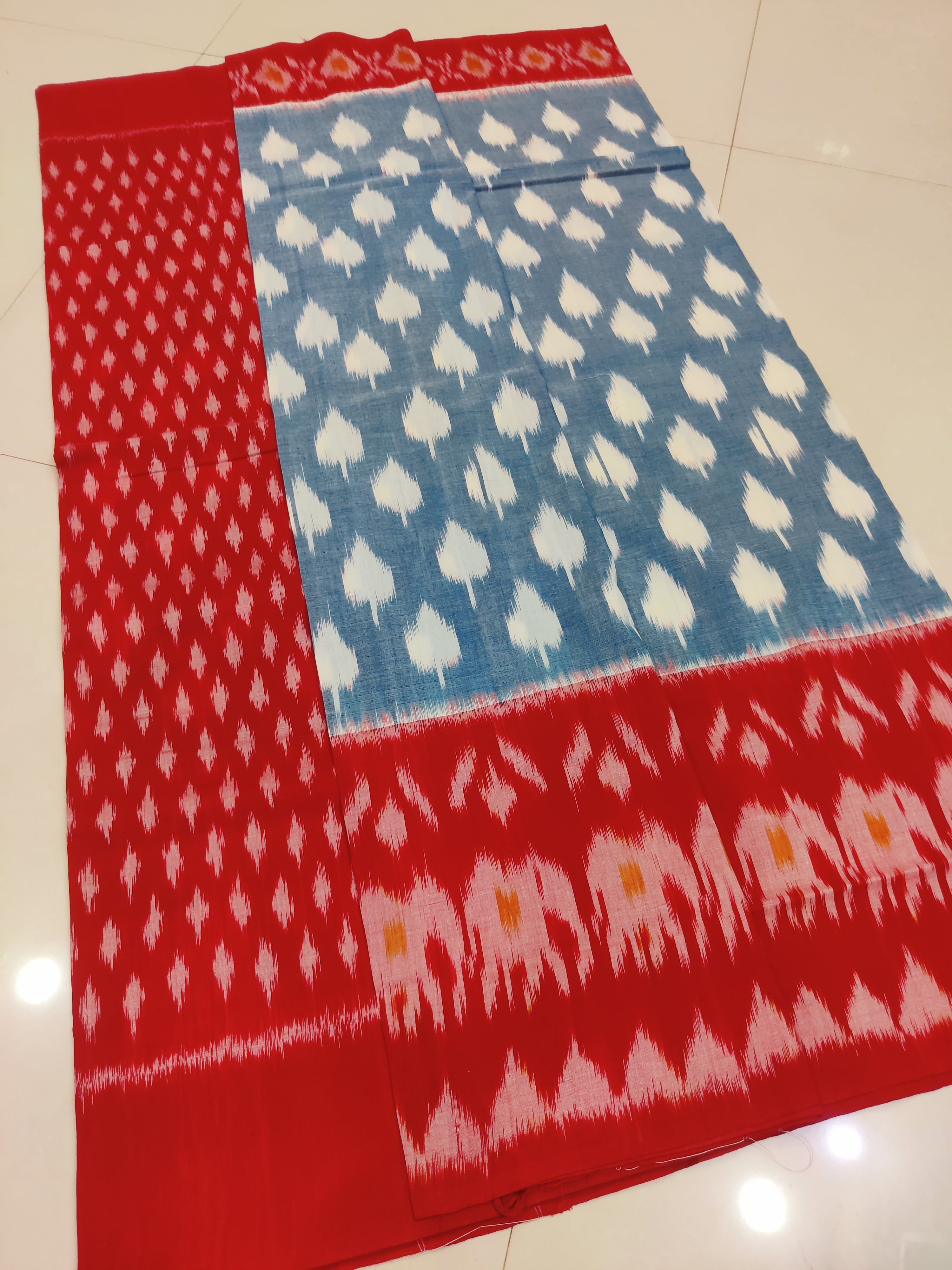 RED- MERCERISED PURE COTTON HANDLOOM POCHAMPALLY IKAT SAREE 83