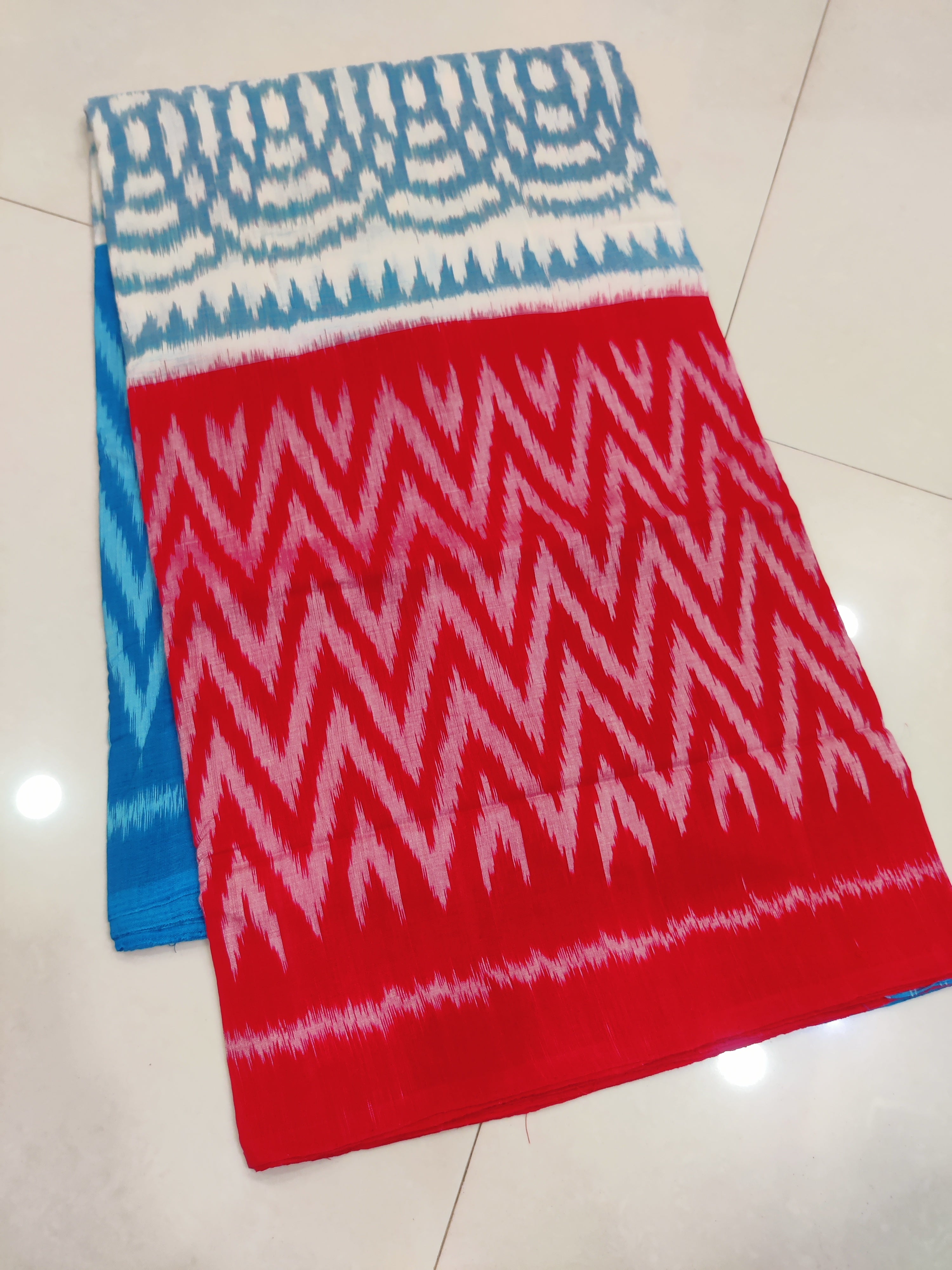 RED- MERCERISED PURE COTTON HANDLOOM POCHAMPALLY IKAT SAREE 84