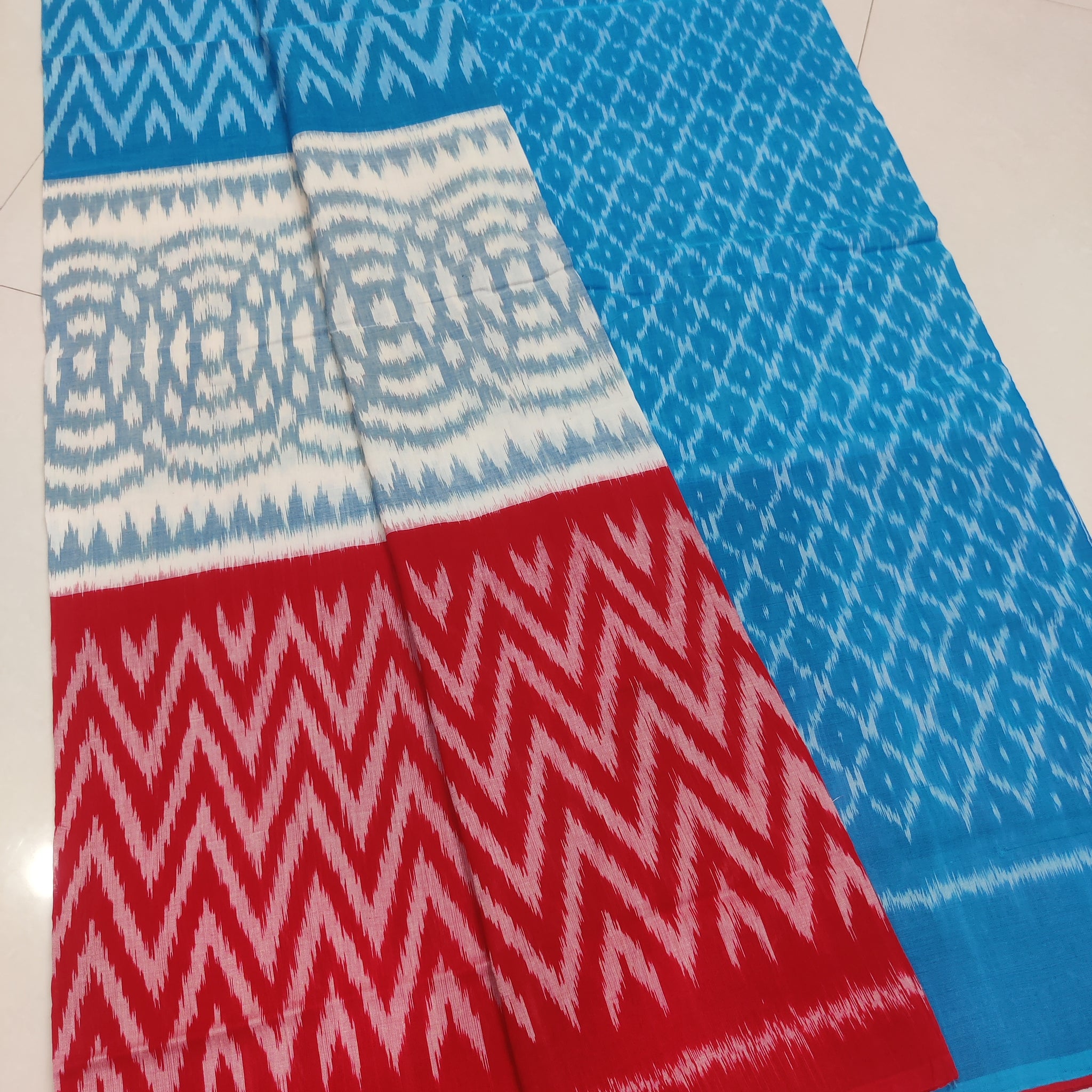 RED- MERCERISED PURE COTTON HANDLOOM POCHAMPALLY IKAT SAREE 84