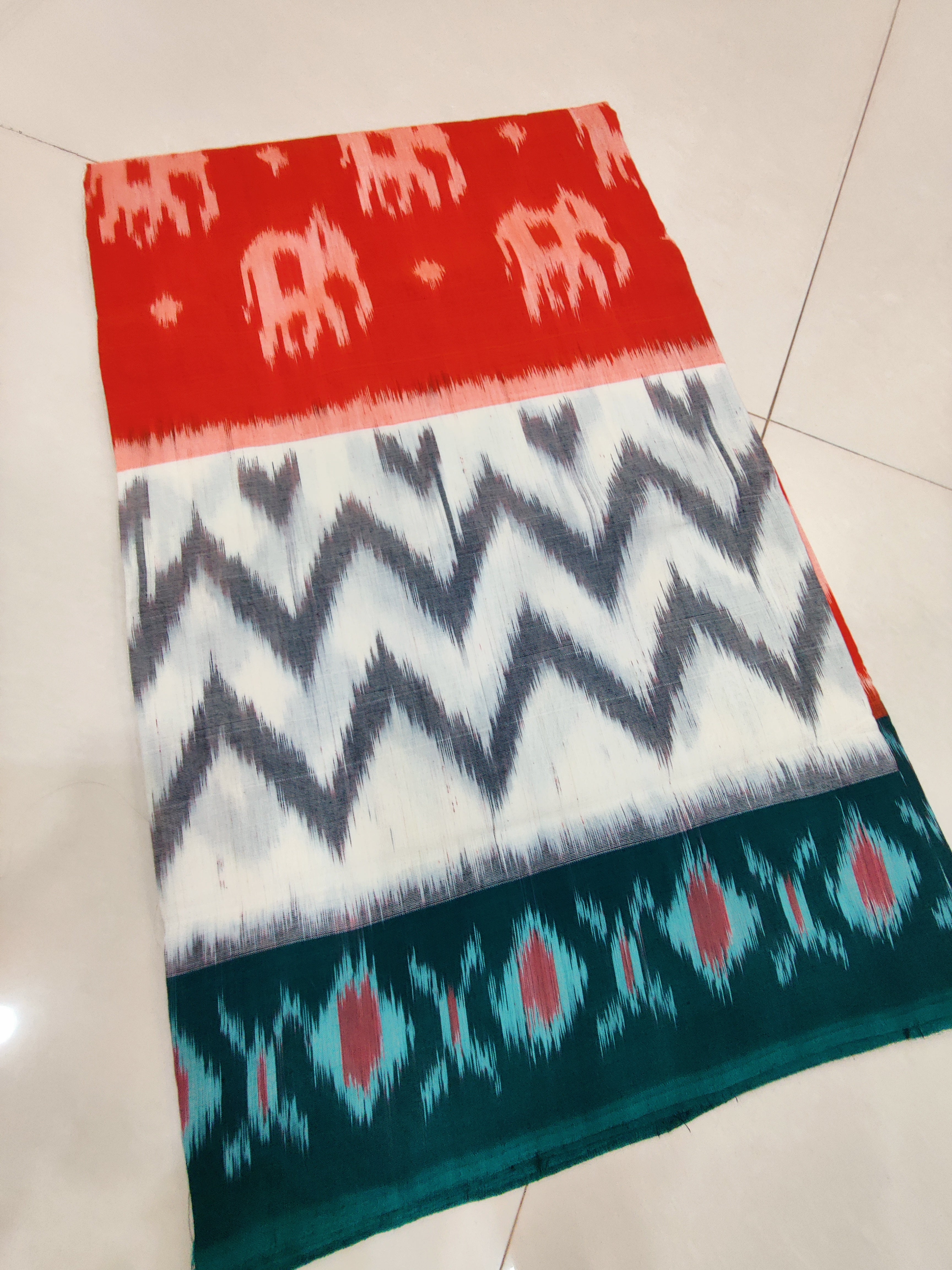 GREEN - MERCERISED PURE COTTON HANDLOOM POCHAMPALLY IKAT SAREE 85