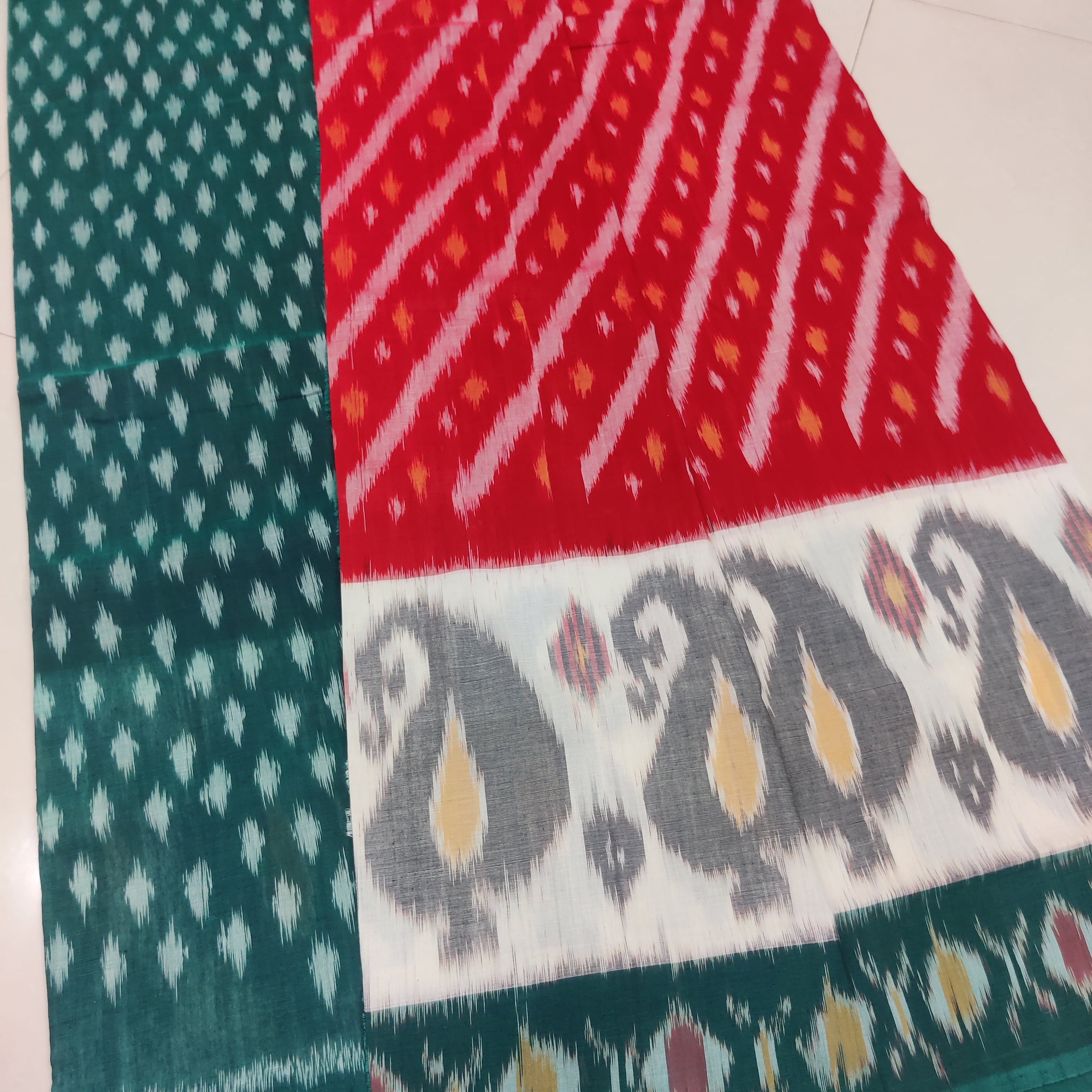 GREEN - MERCERISED PURE COTTON HANDLOOM POCHAMPALLY IKAT SAREE 86