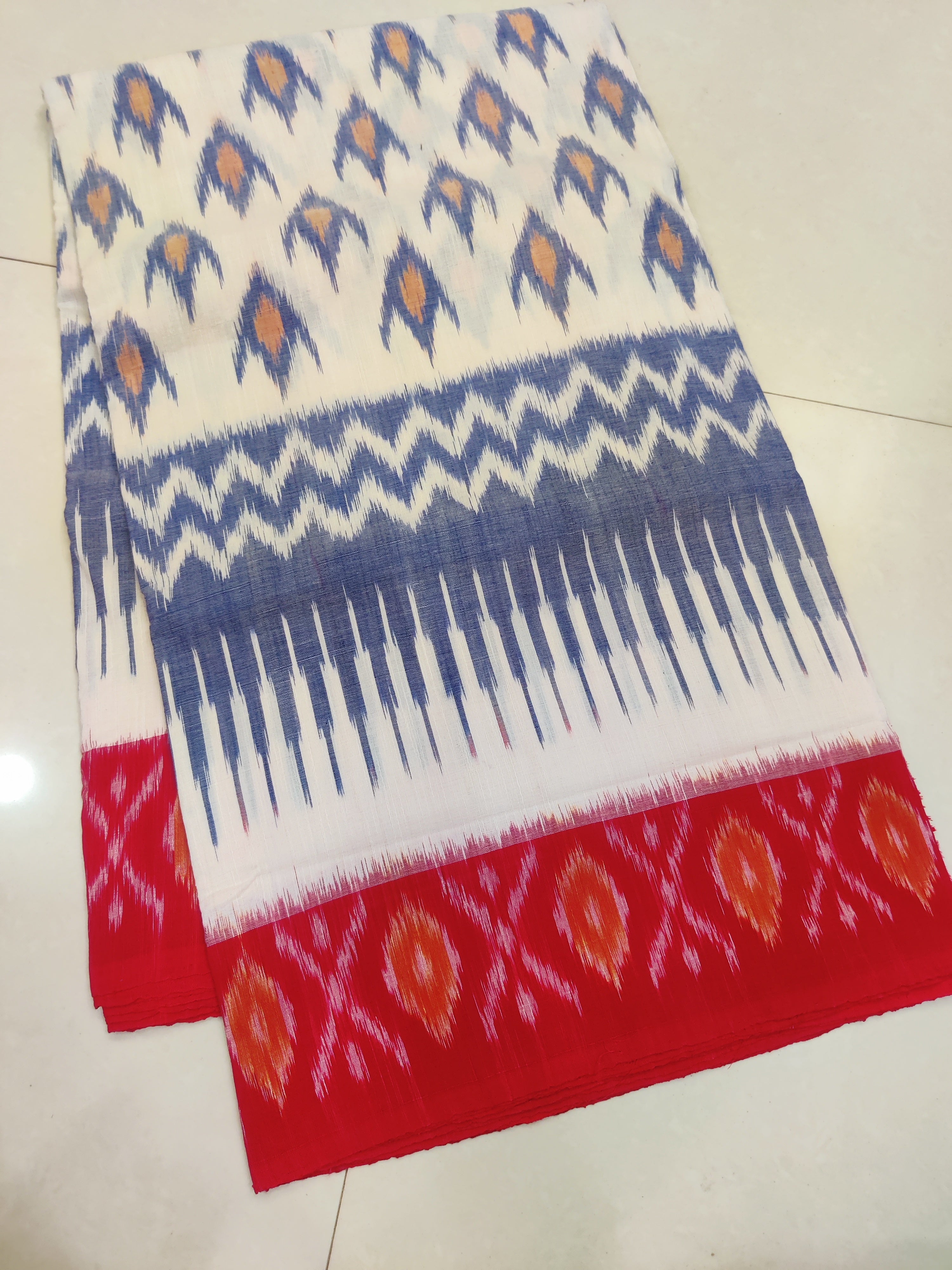 RED - MERCERISED PURE COTTON HANDLOOM POCHAMPALLY IKAT SAREE 87