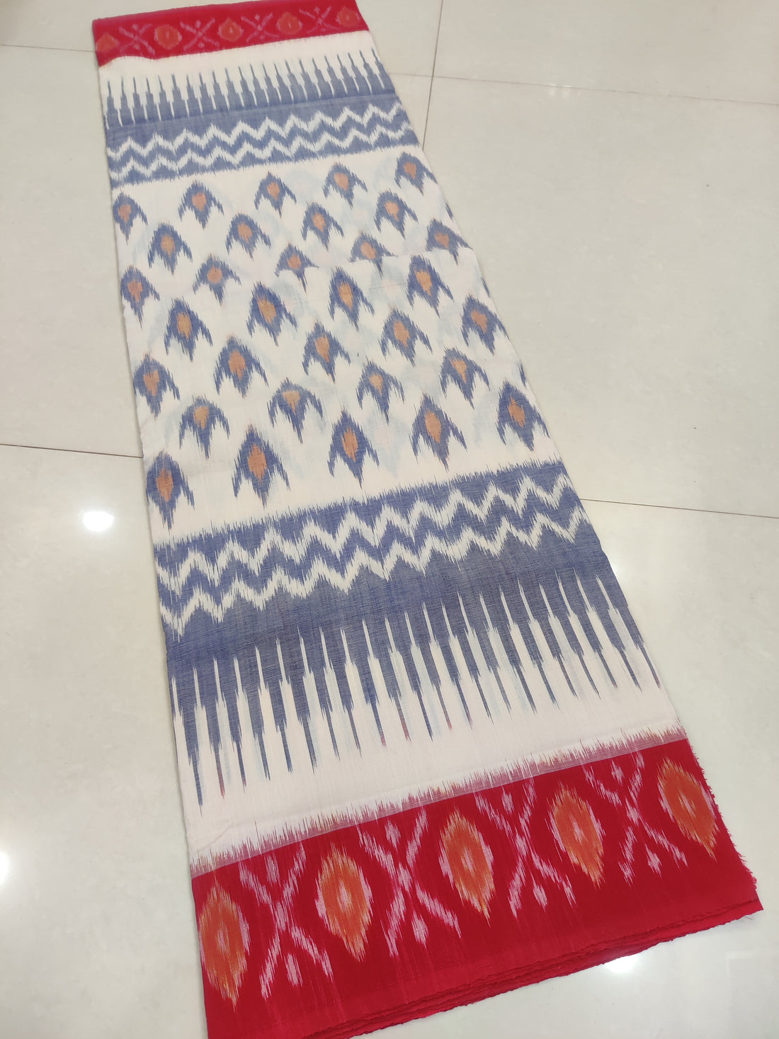 RED - MERCERISED PURE COTTON HANDLOOM POCHAMPALLY IKAT SAREE 87