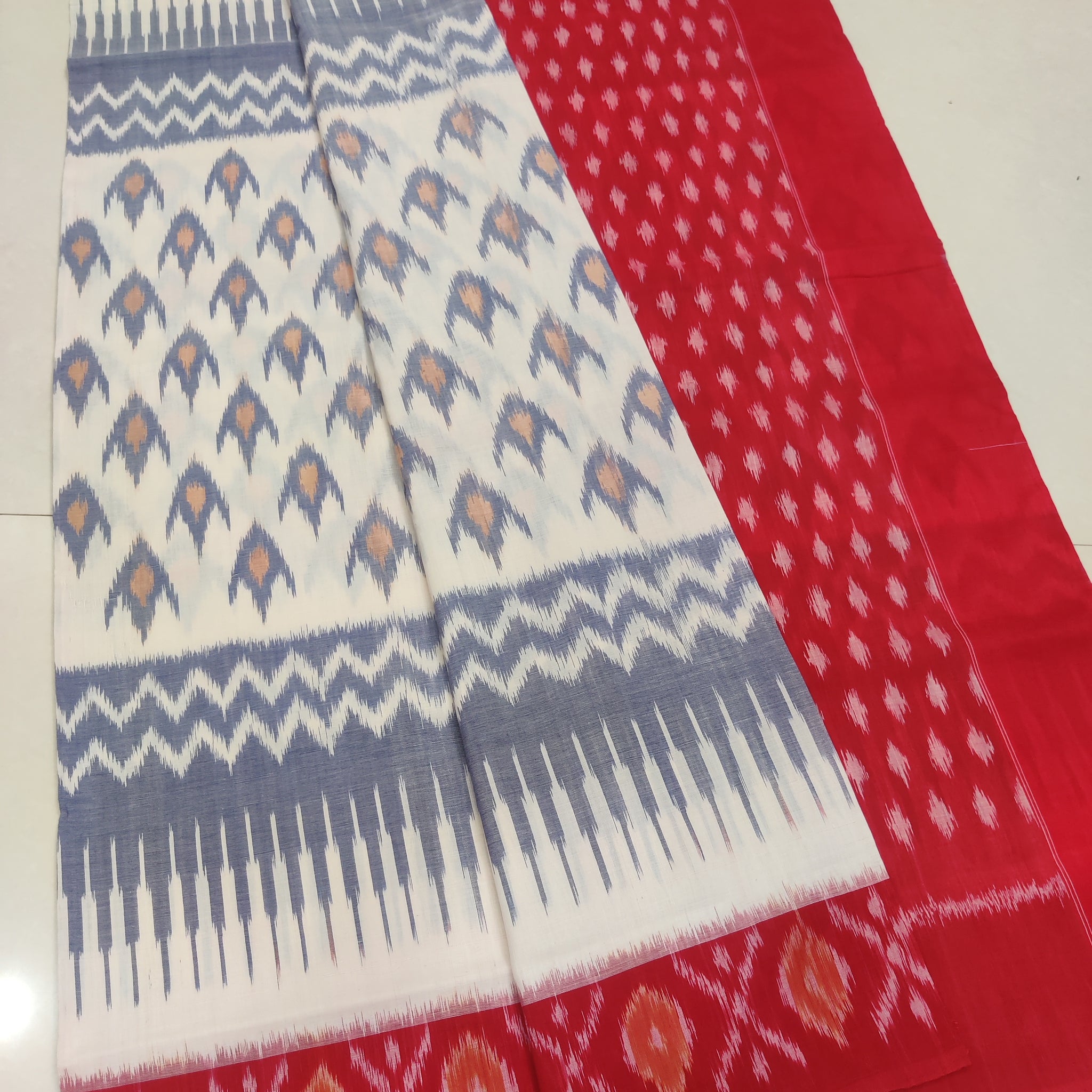 RED - MERCERISED PURE COTTON HANDLOOM POCHAMPALLY IKAT SAREE 87