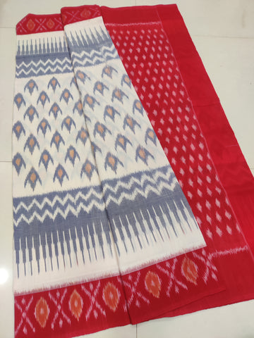 RED - MERCERISED PURE COTTON HANDLOOM POCHAMPALLY IKAT SAREE 87