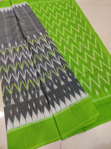 GREEN - MERCERISED PURE COTTON HANDLOOM POCHAMPALLY IKAT SAREE 90
