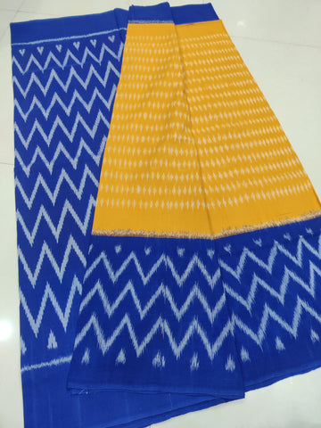BLUE - MERCERISED PURE COTTON HANDLOOM POCHAMPALLY IKAT SAREE 91