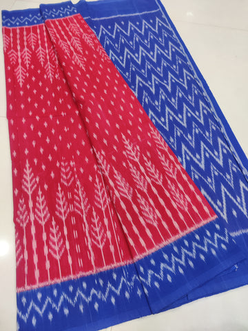 BLUE - MERCERISED PURE COTTON HANDLOOM POCHAMPALLY IKAT SAREE 92