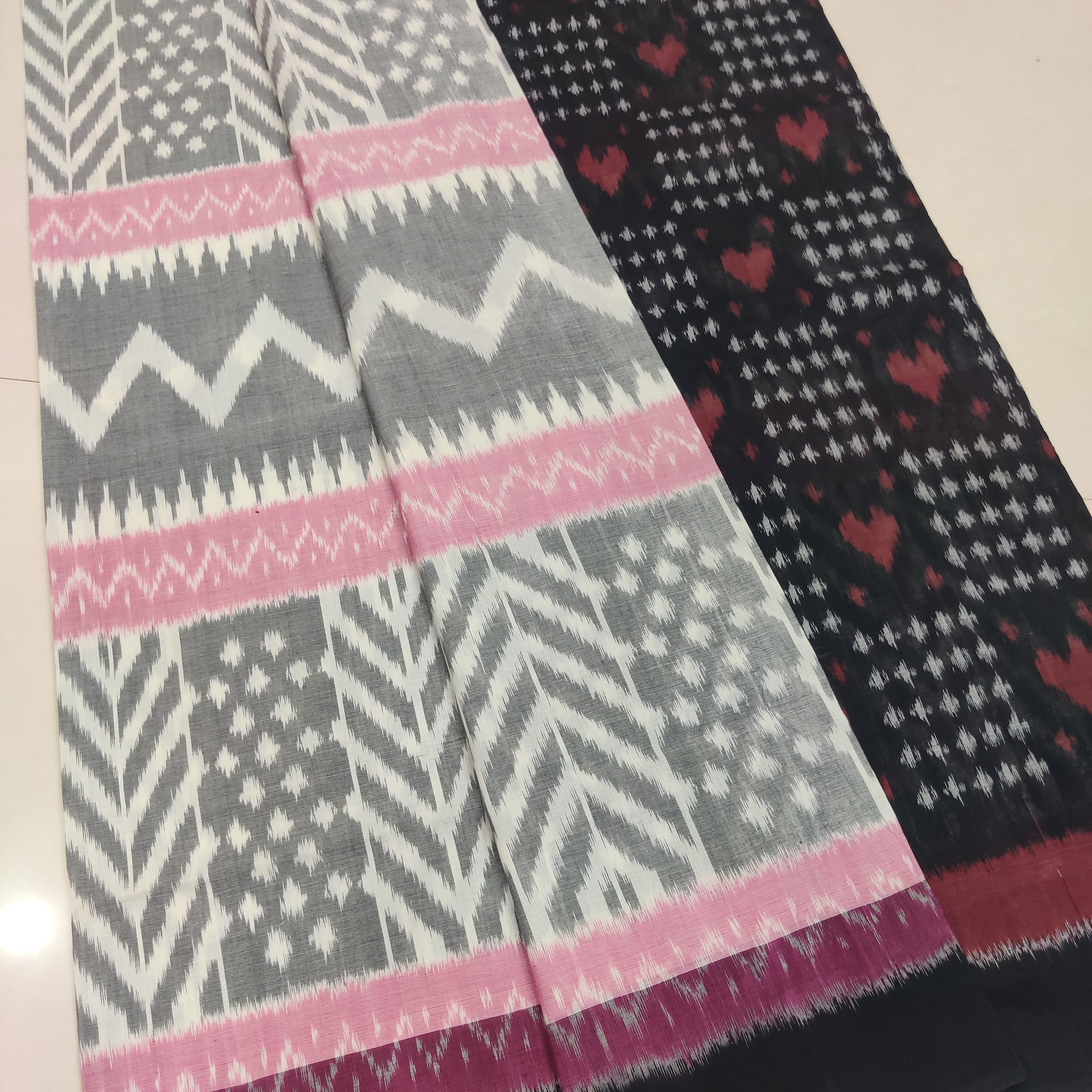 BLACK - MERCERISED PURE COTTON HANDLOOM POCHAMPALLY IKAT SAREE 94