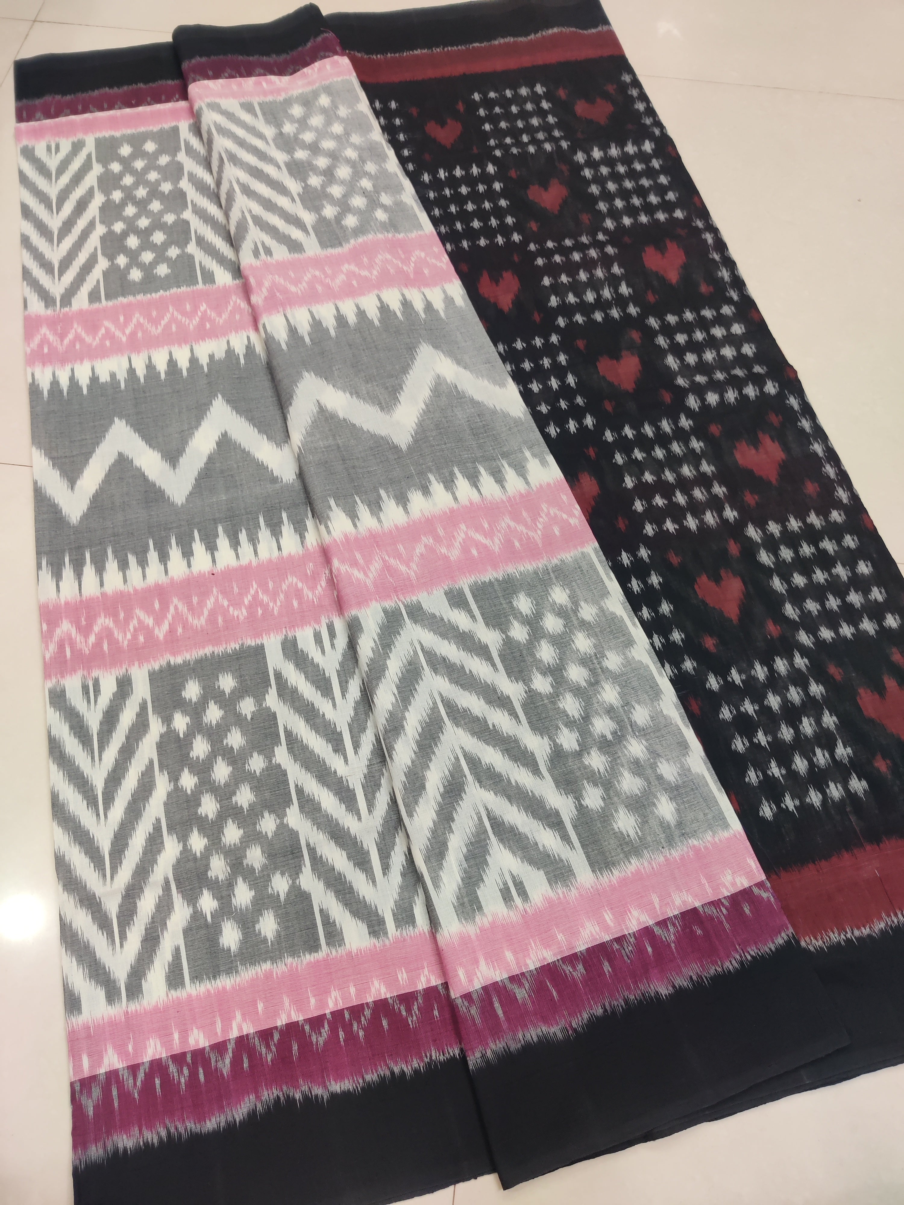 BLACK - MERCERISED PURE COTTON HANDLOOM POCHAMPALLY IKAT SAREE 94