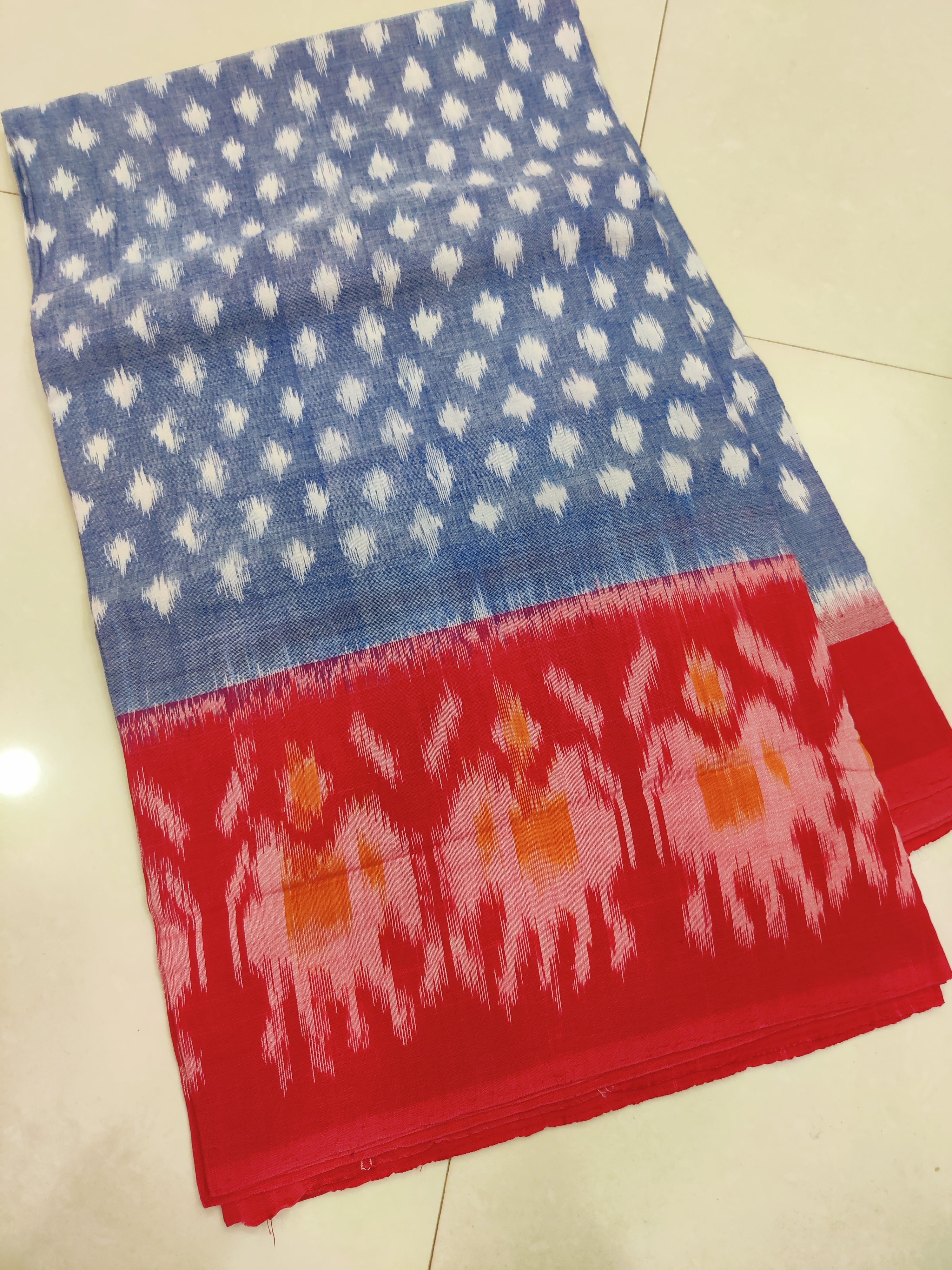 Red - MERCERISED PURE COTTON HANDLOOM POCHAMPALLY IKAT SAREE 67