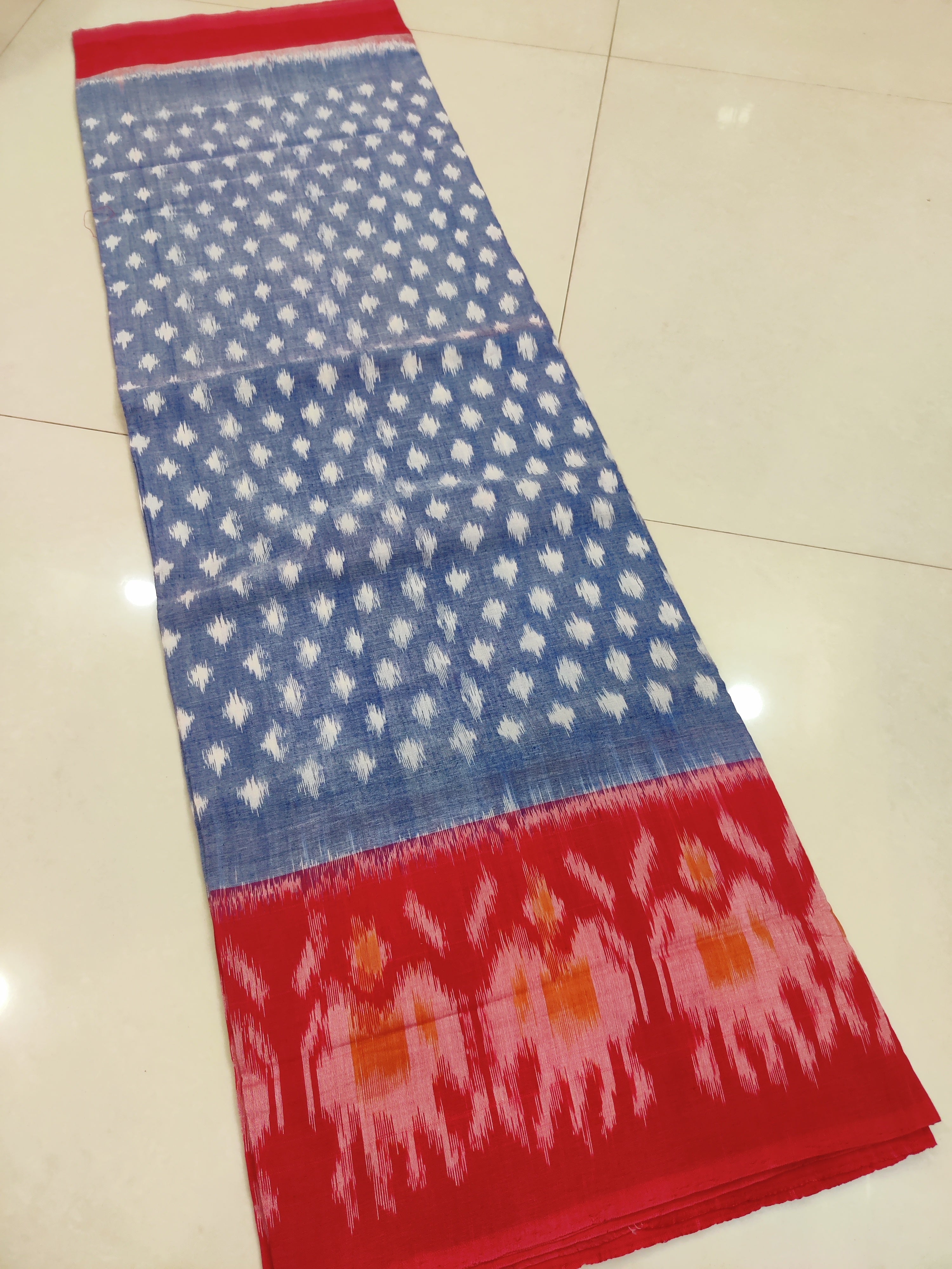 Red - MERCERISED PURE COTTON HANDLOOM POCHAMPALLY IKAT SAREE 67