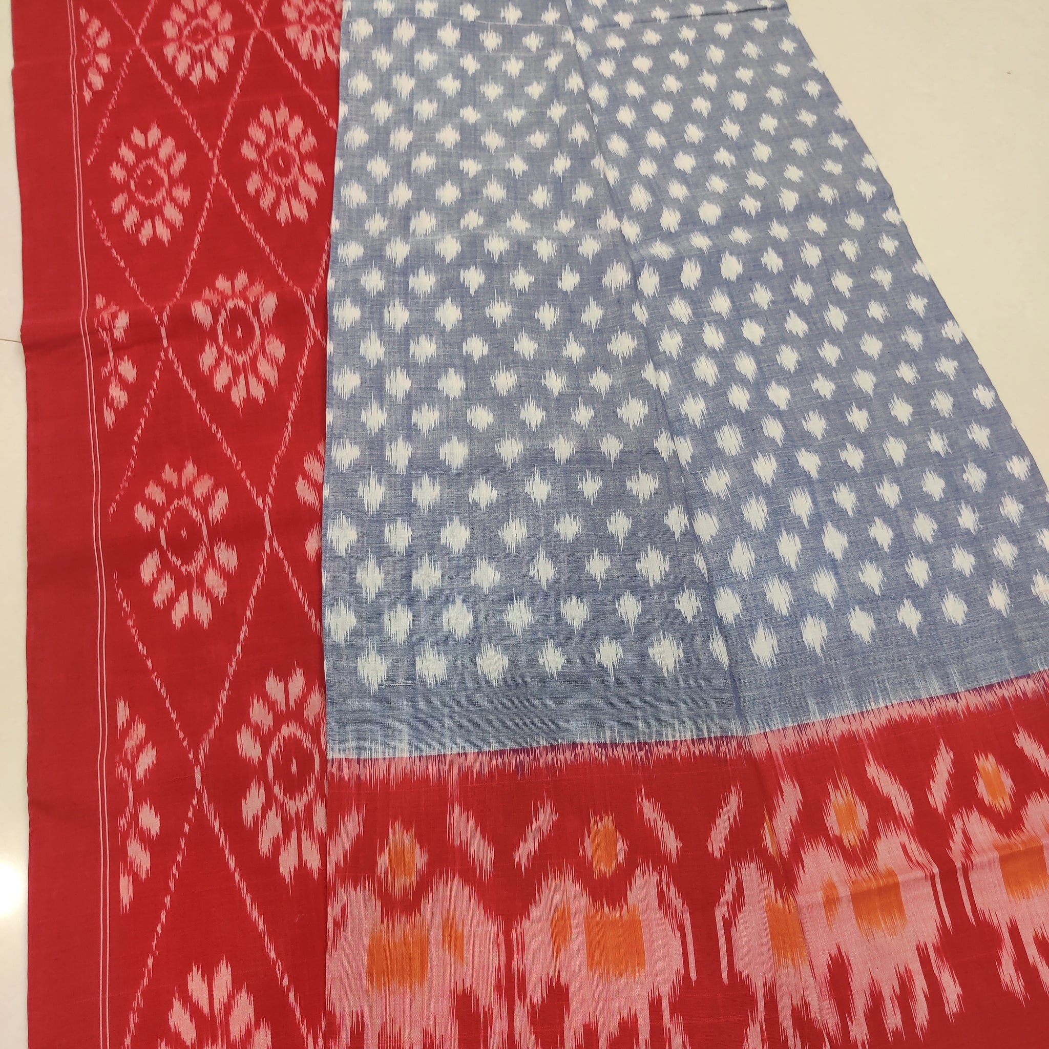 Red - MERCERISED PURE COTTON HANDLOOM POCHAMPALLY IKAT SAREE 67