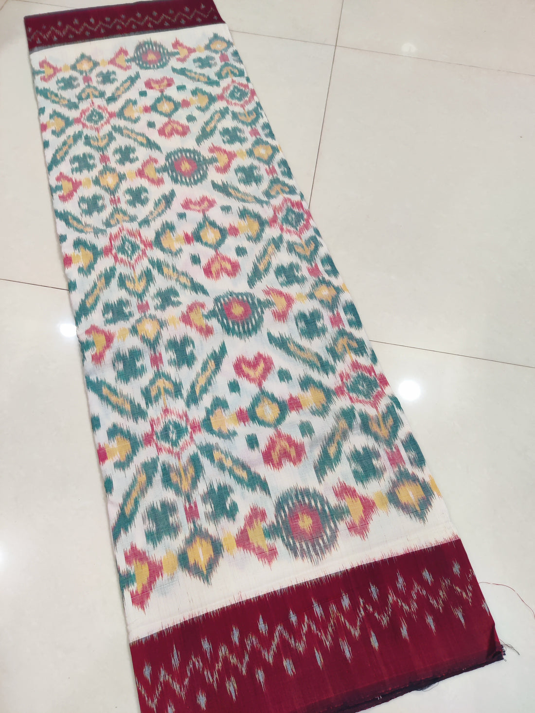 MAROON- MERCERISED PURE COTTON HANDLOOM POCHAMPALLY IKAT SAREE 97