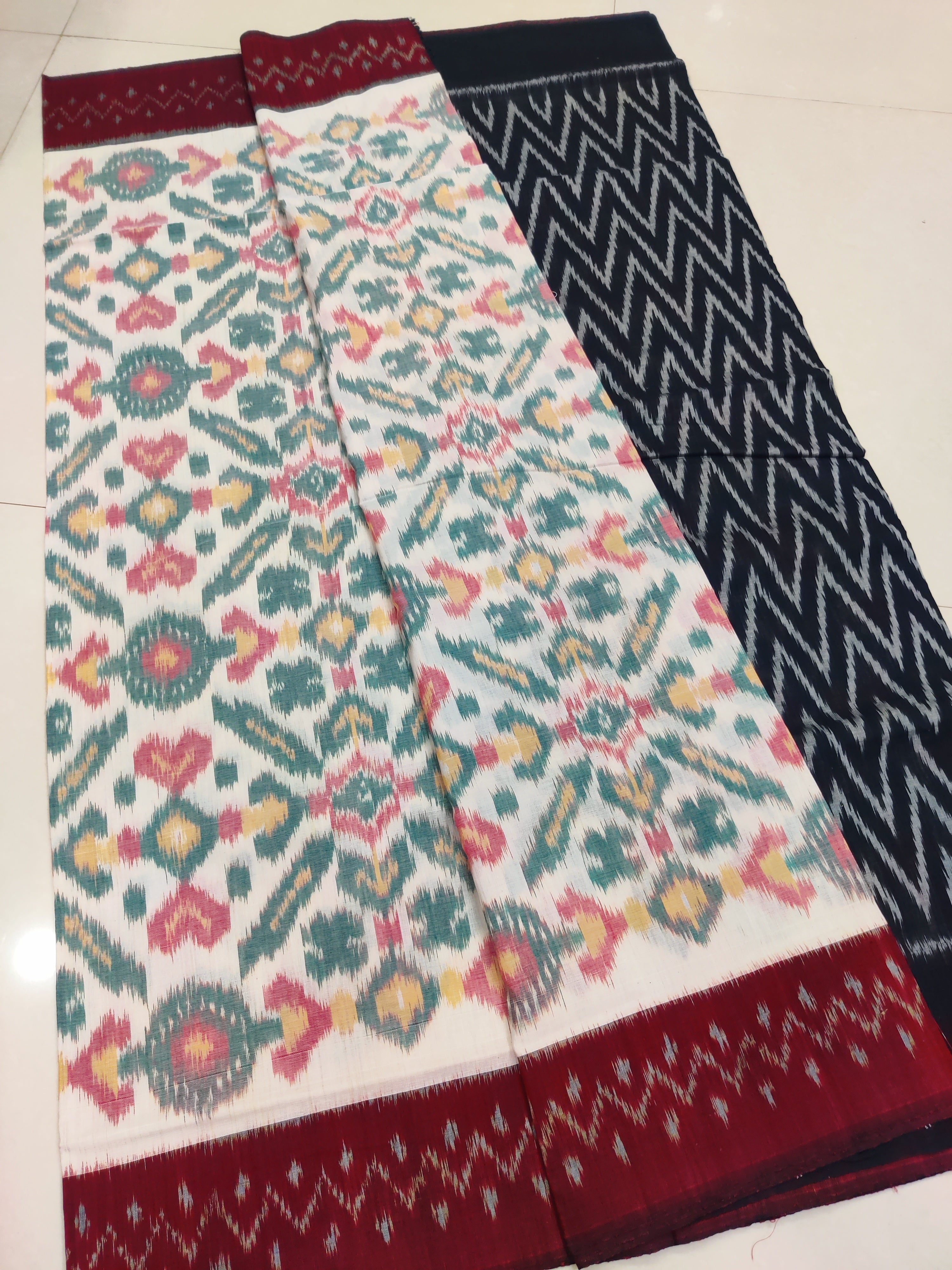 MAROON- MERCERISED PURE COTTON HANDLOOM POCHAMPALLY IKAT SAREE 97