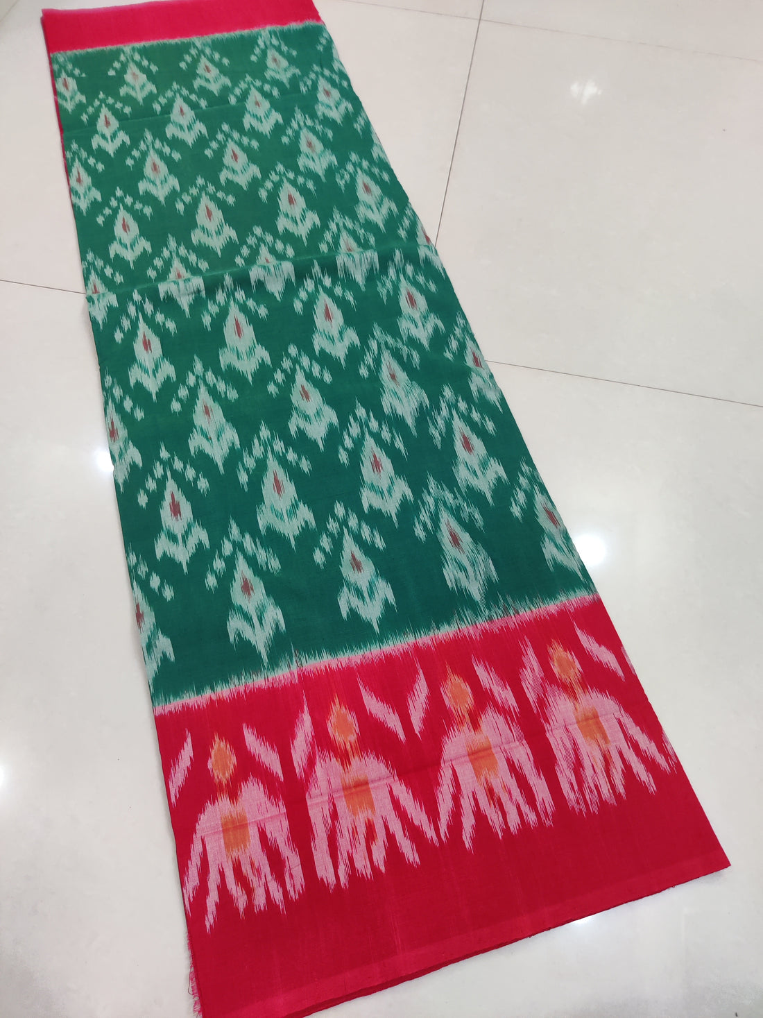 Red - MERCERISED PURE COTTON HANDLOOM POCHAMPALLY IKAT SAREE 30