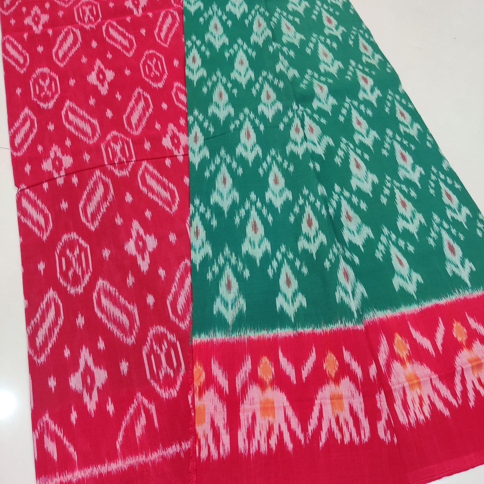 Red - MERCERISED PURE COTTON HANDLOOM POCHAMPALLY IKAT SAREE 30