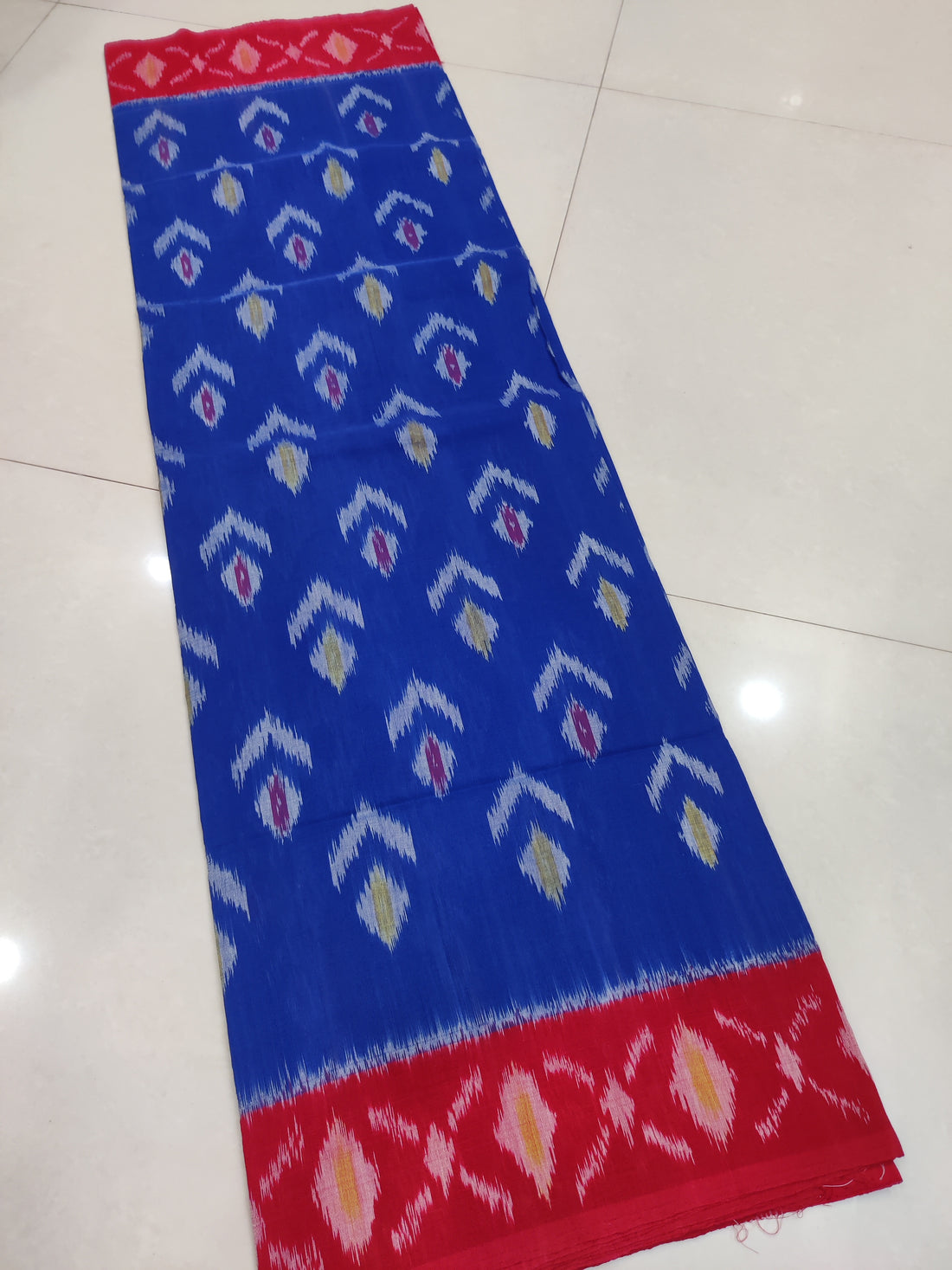 Red - MERCERISED PURE COTTON HANDLOOM POCHAMPALLY IKAT SAREE 37