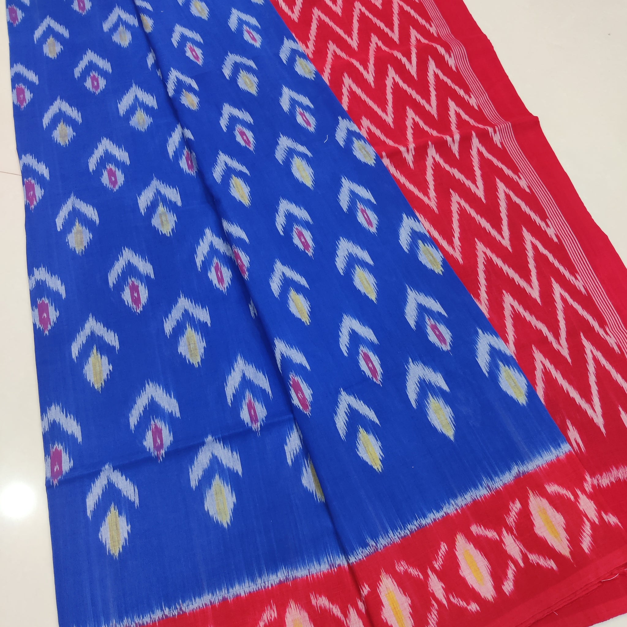 Red - MERCERISED PURE COTTON HANDLOOM POCHAMPALLY IKAT SAREE 37