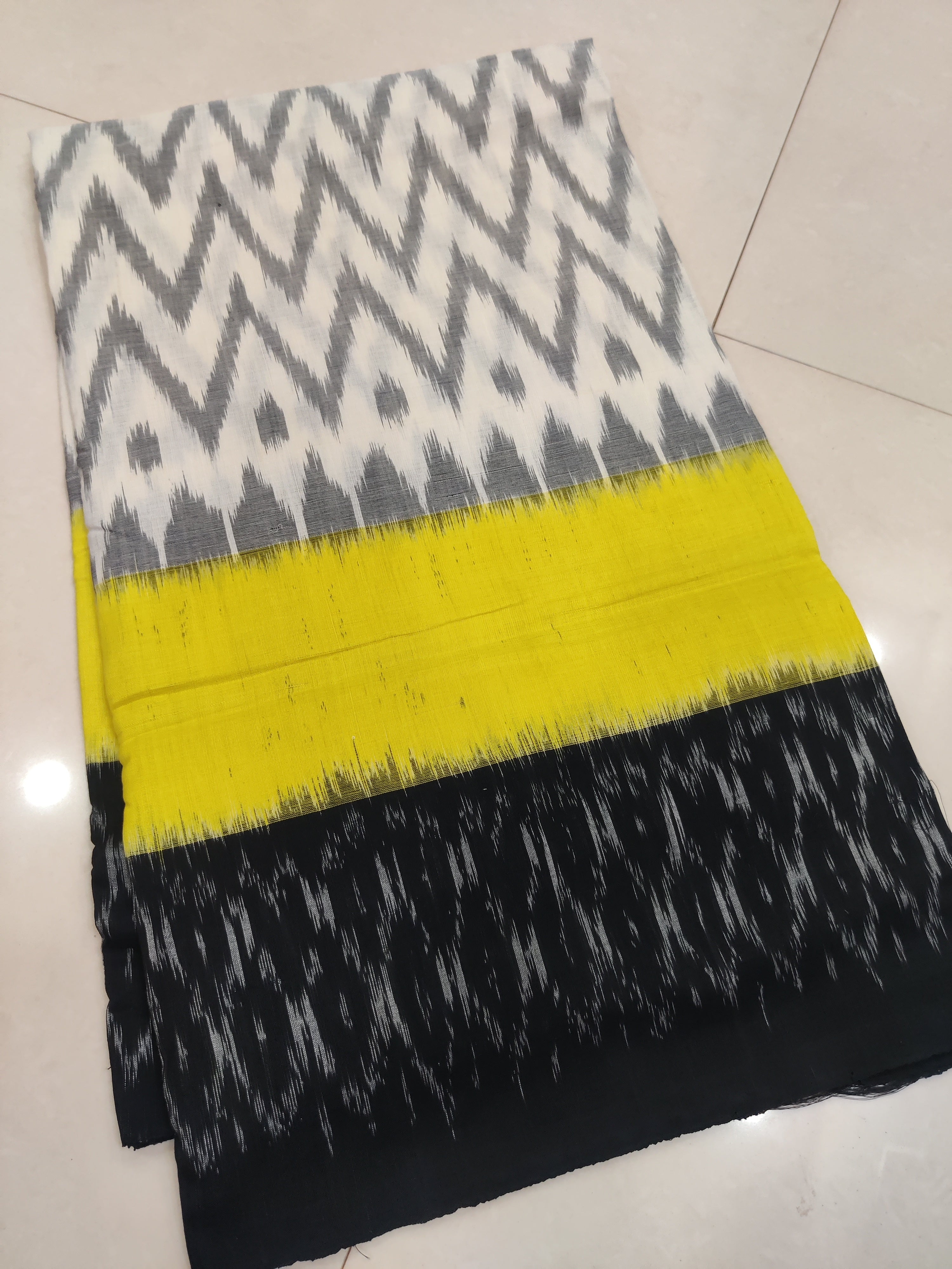 Black - MERCERISED PURE COTTON HANDLOOM POCHAMPALLY IKAT SAREE 38
