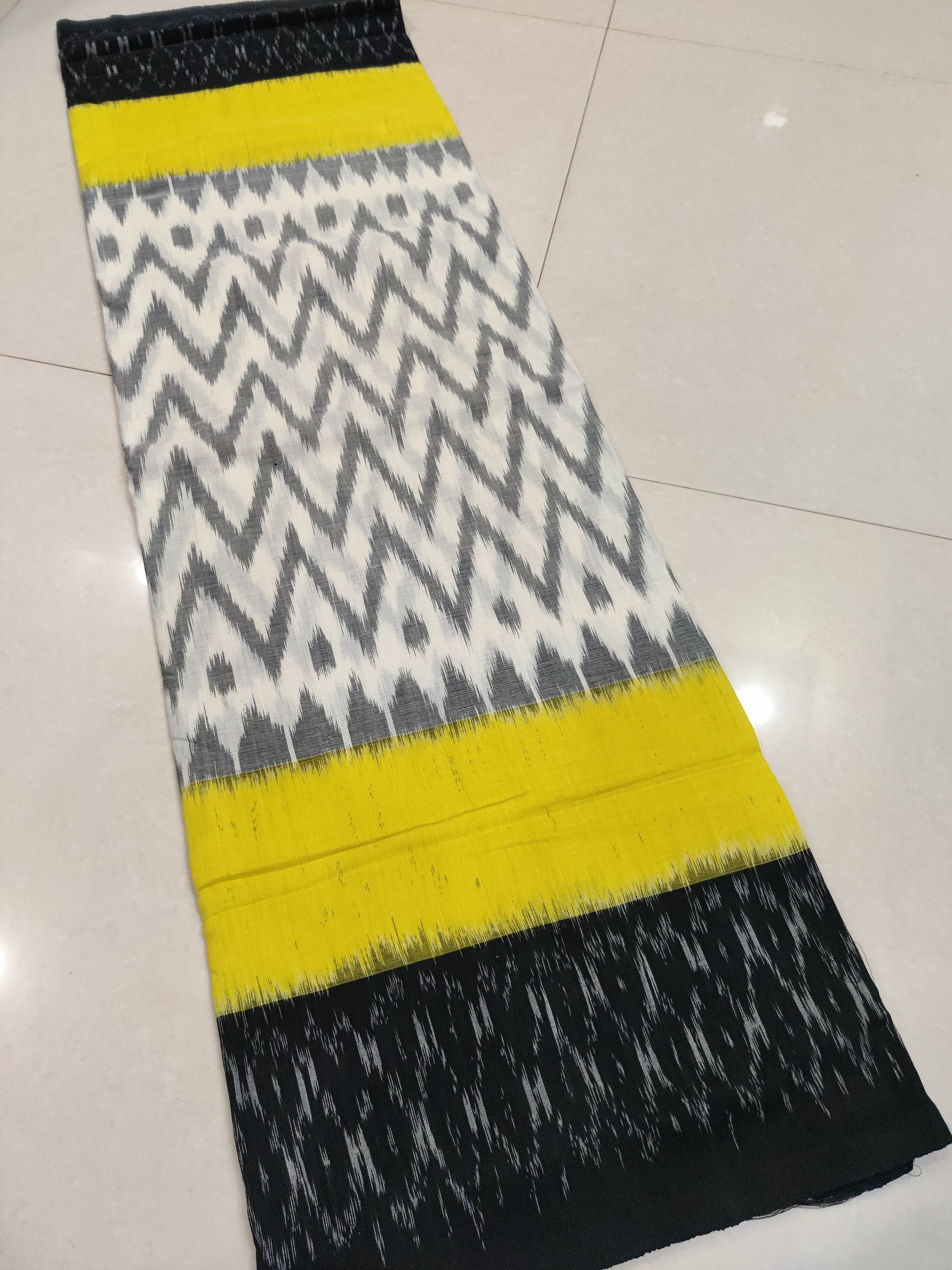 Black - MERCERISED PURE COTTON HANDLOOM POCHAMPALLY IKAT SAREE 38