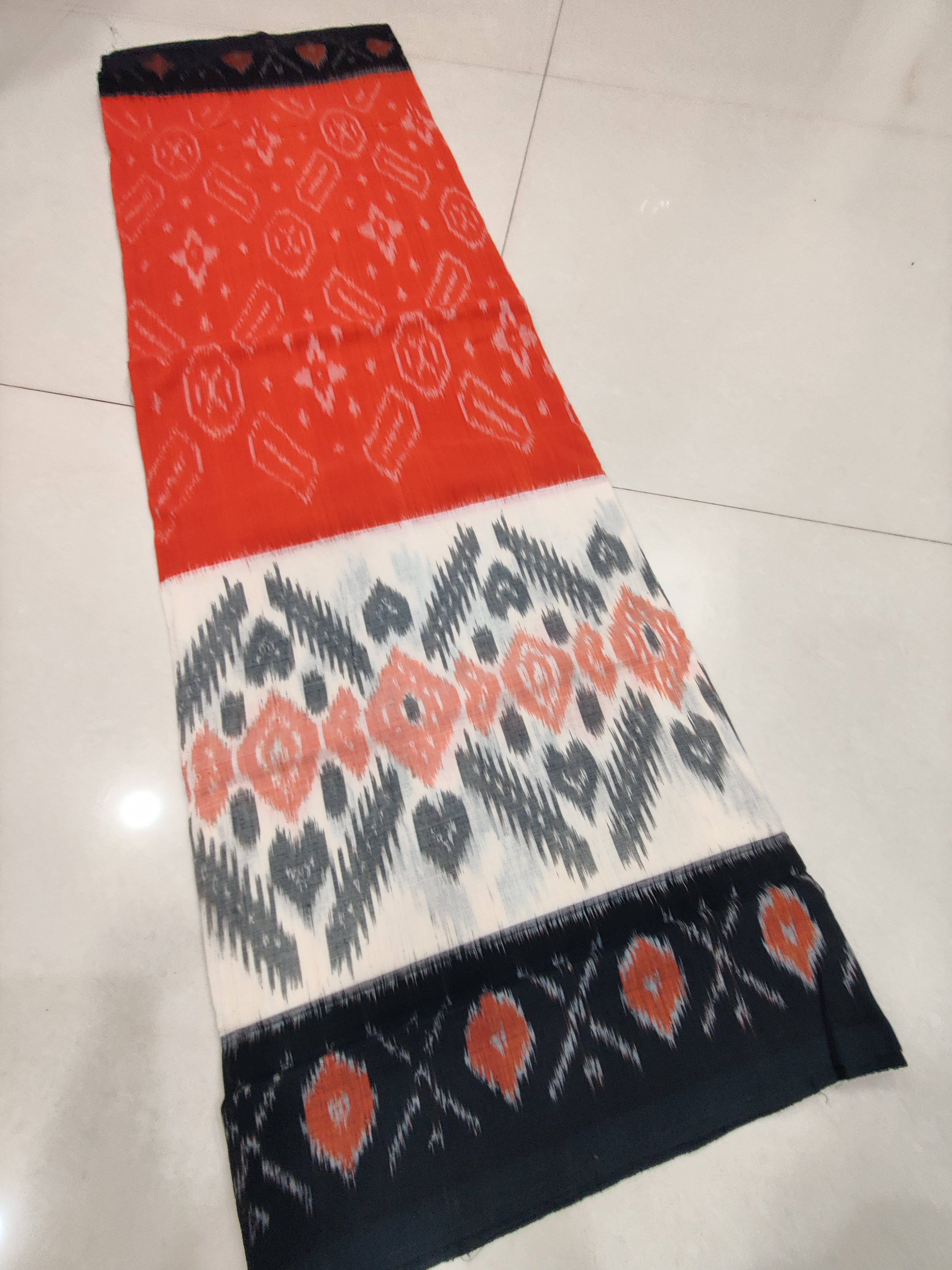 Black - MERCERISED PURE COTTON HANDLOOM POCHAMPALLY IKAT SAREE 40