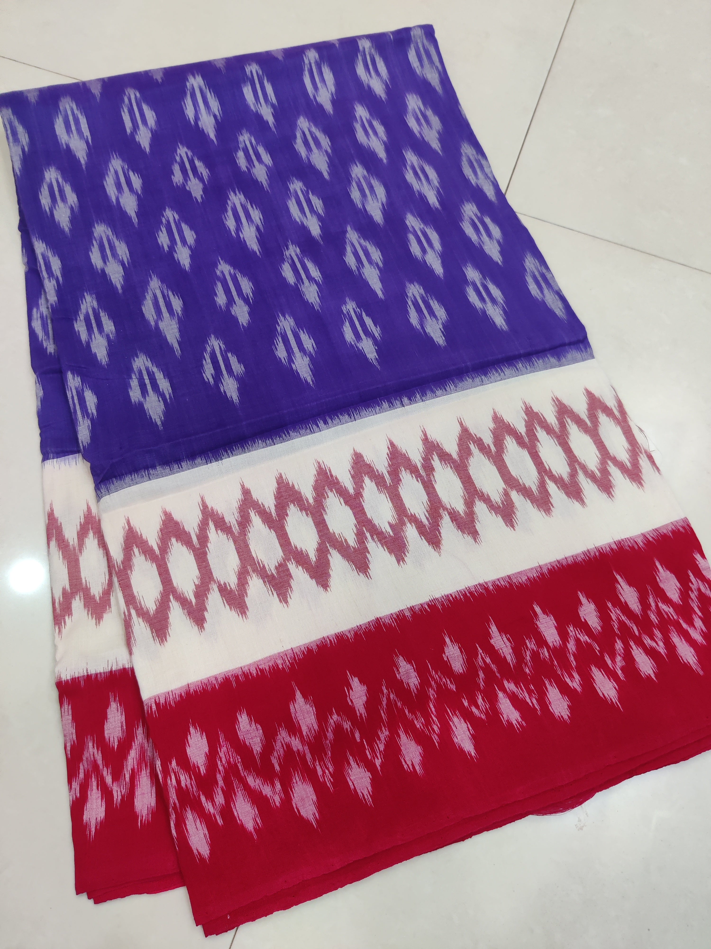 Red - MERCERISED PURE COTTON HANDLOOM POCHAMPALLY IKAT SAREE 41