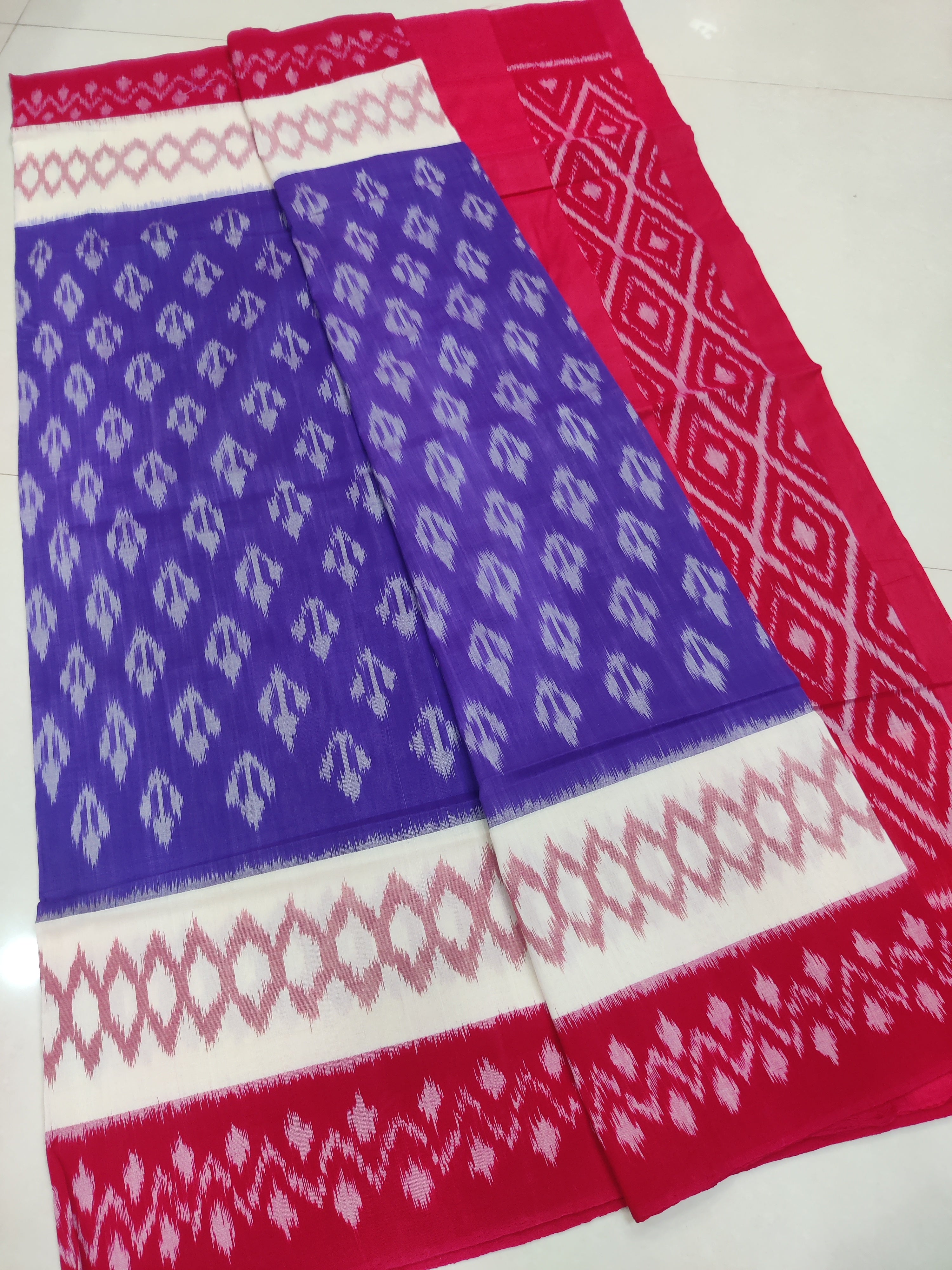 Red - MERCERISED PURE COTTON HANDLOOM POCHAMPALLY IKAT SAREE 41