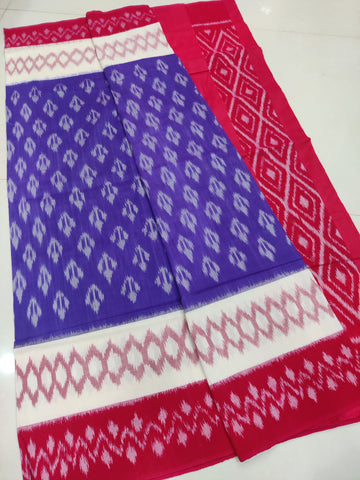 Red - MERCERISED PURE COTTON HANDLOOM POCHAMPALLY IKAT SAREE 41