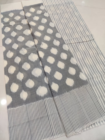 White - MERCERISED PURE COTTON HANDLOOM POCHAMPALLY IKAT SAREE 42