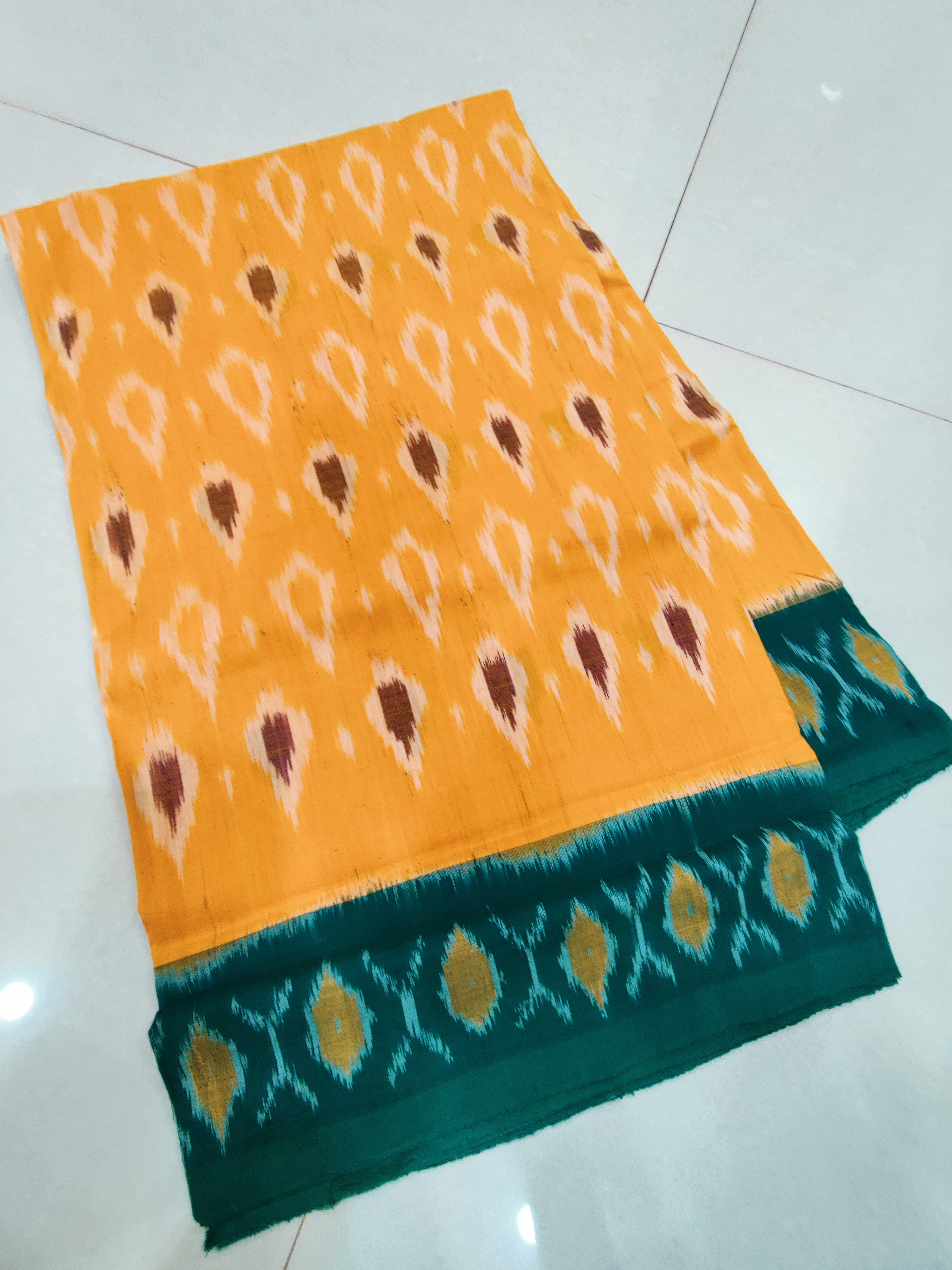 Green - MERCERISED PURE COTTON HANDLOOM POCHAMPALLY IKAT SAREE 44