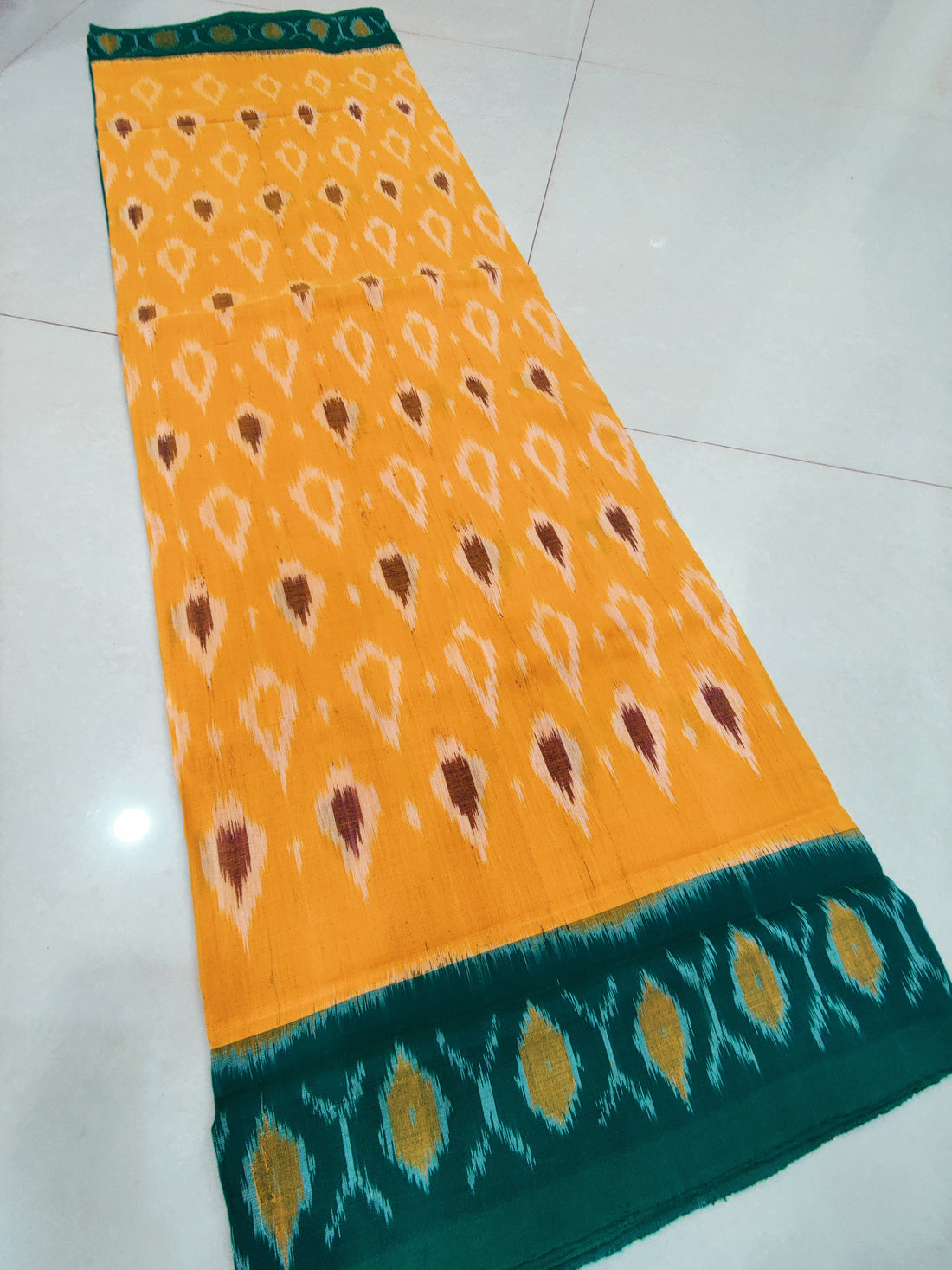 Green - MERCERISED PURE COTTON HANDLOOM POCHAMPALLY IKAT SAREE 44