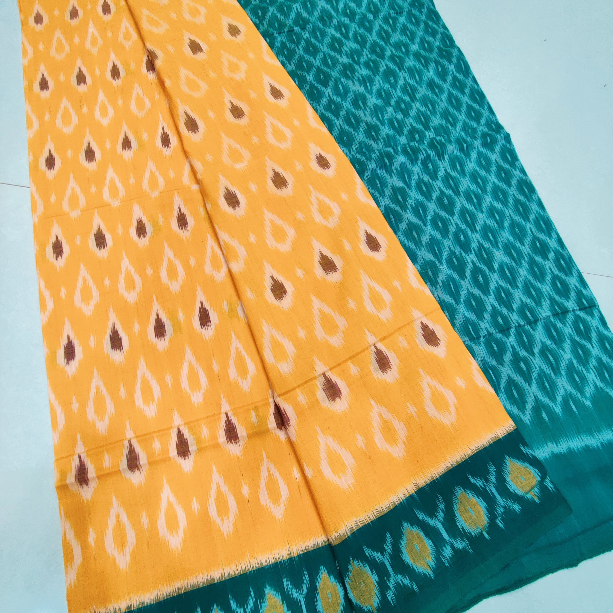 Green - MERCERISED PURE COTTON HANDLOOM POCHAMPALLY IKAT SAREE 44