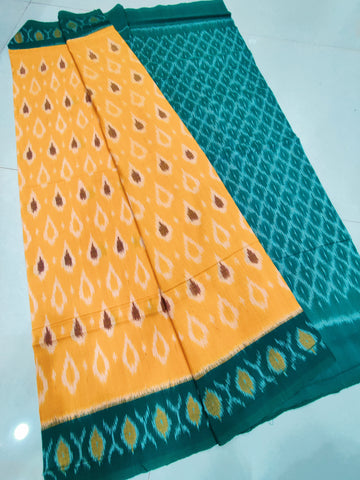 Green - MERCERISED PURE COTTON HANDLOOM POCHAMPALLY IKAT SAREE 44