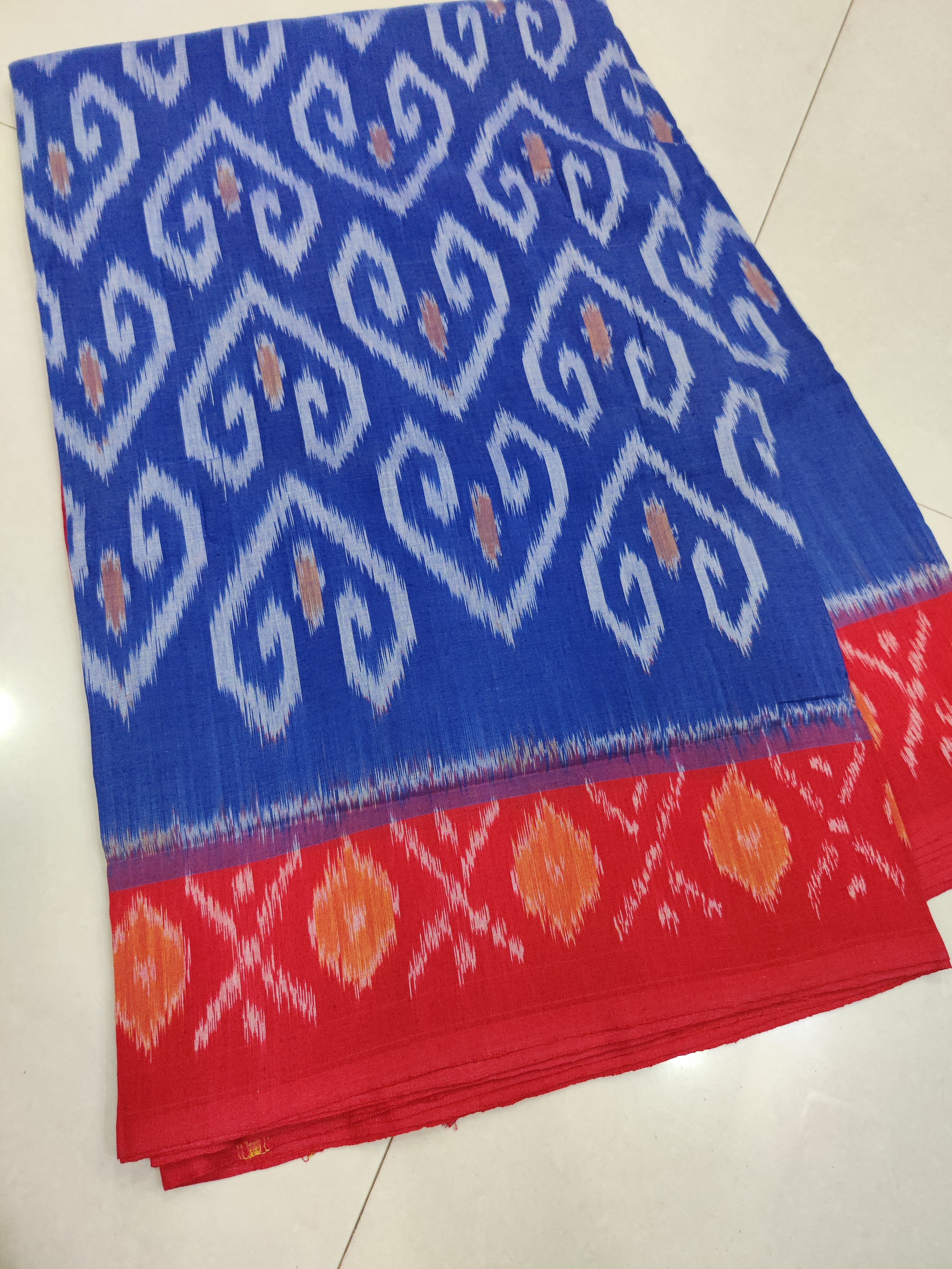 RED- MERCERISED PURE COTTON HANDLOOM POCHAMPALLY IKAT SAREE 102