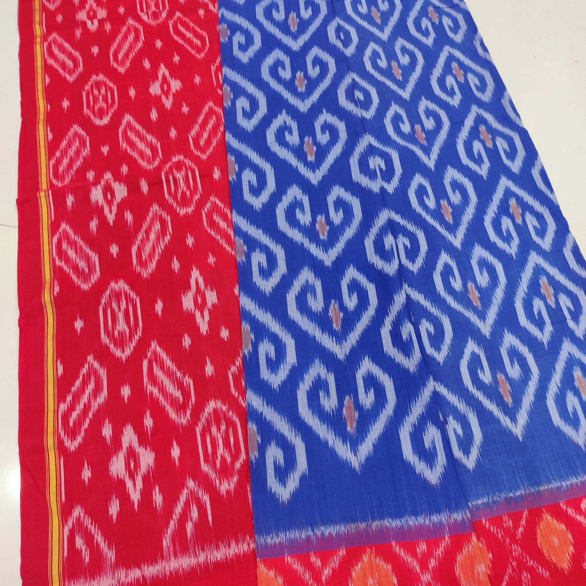 RED- MERCERISED PURE COTTON HANDLOOM POCHAMPALLY IKAT SAREE 102