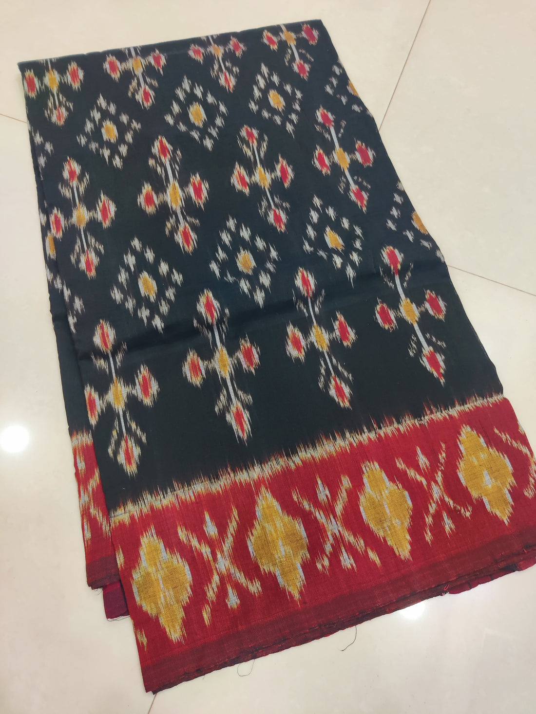 MAROON- MERCERISED PURE COTTON HANDLOOM POCHAMPALLY IKAT SAREE 103