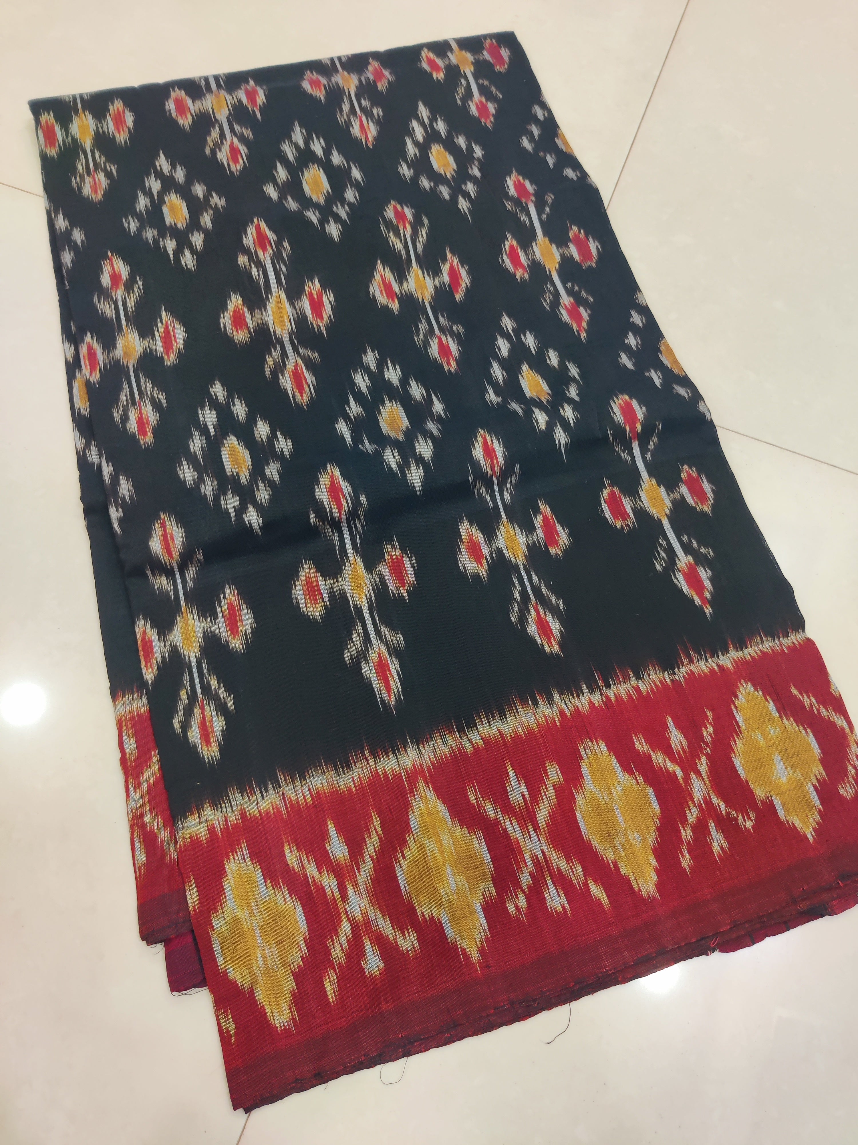 MAROON- MERCERISED PURE COTTON HANDLOOM POCHAMPALLY IKAT SAREE 103