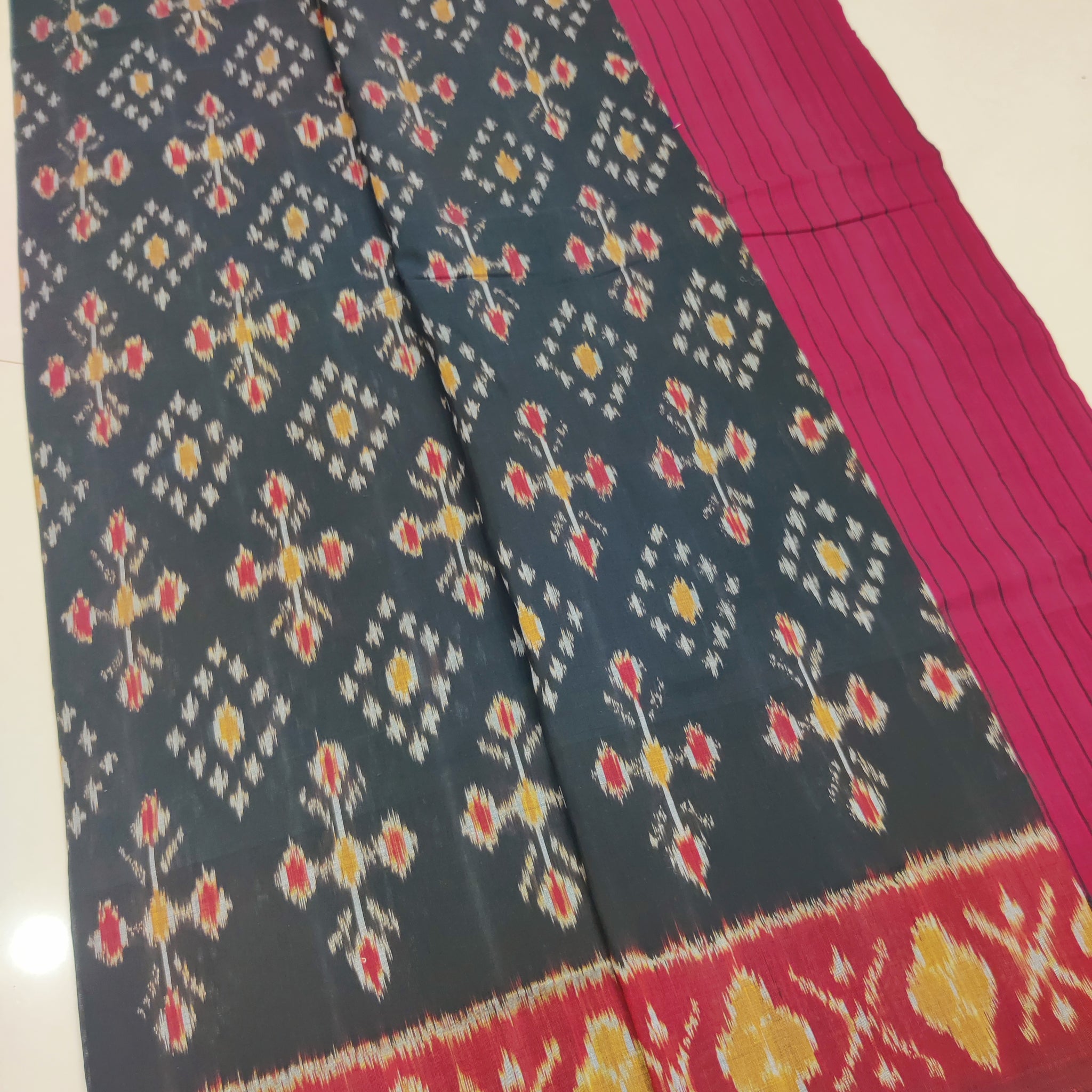 Red - MERCERISED PURE COTTON HANDLOOM POCHAMPALLY IKAT SAREE 39