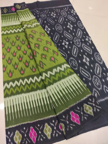 Black - MERCERISED PURE COTTON HANDLOOM POCHAMPALLY IKAT SAREE 46